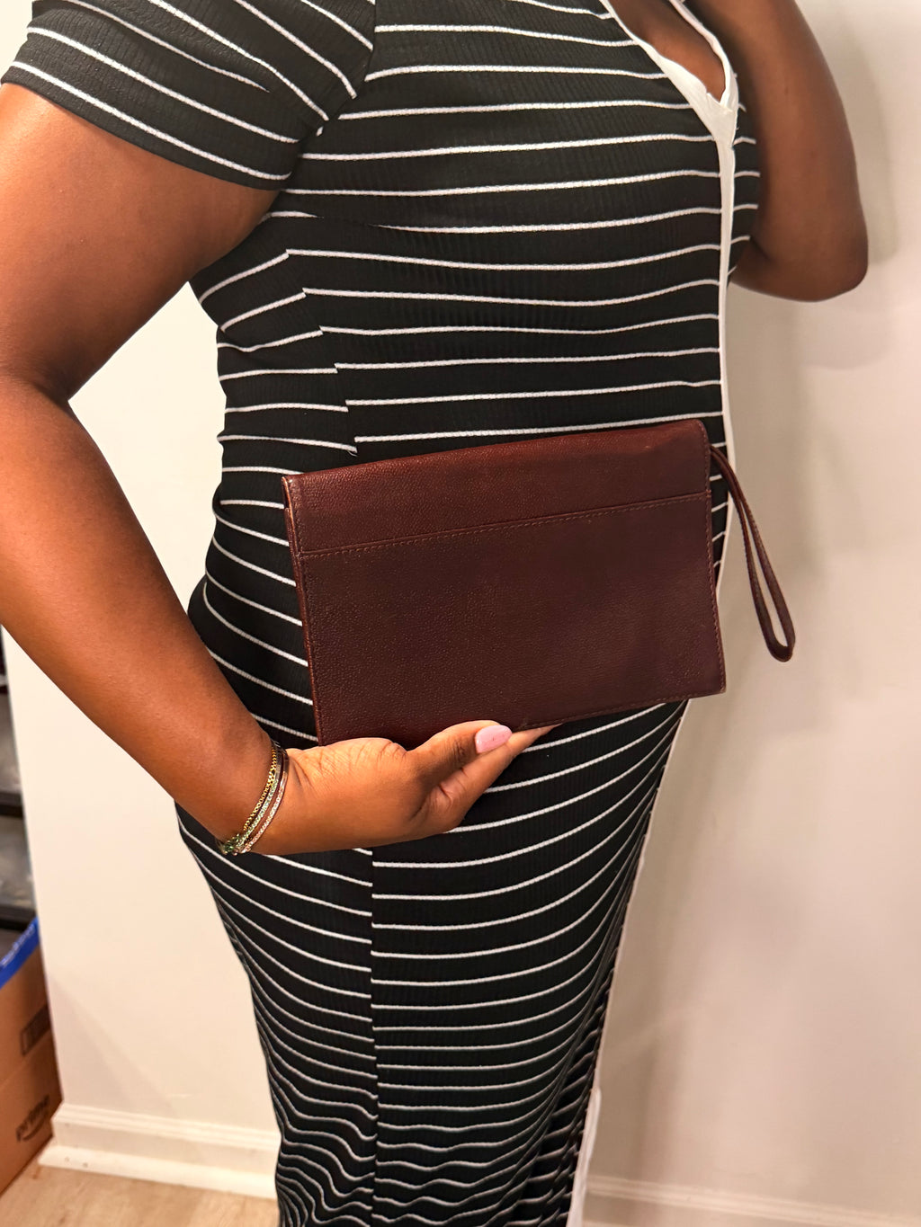 Christian Dior Burgundy Leather Wristlet Clutch
