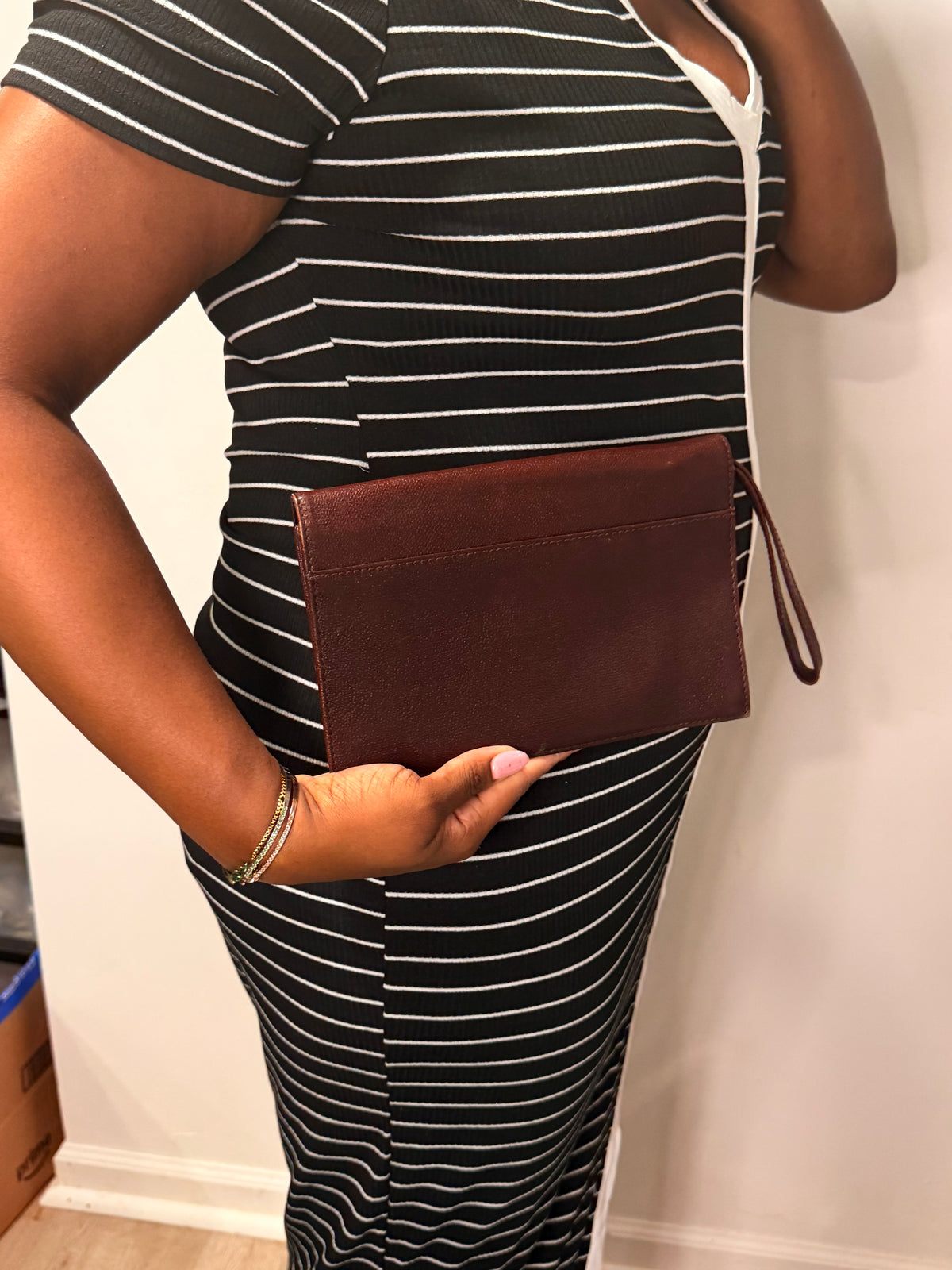 Christian Dior Burgundy Leather Wristlet Clutch