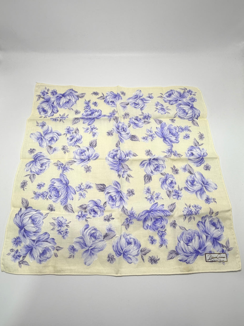 Vintage Floral Cotton Scarf – Lavender & Cream