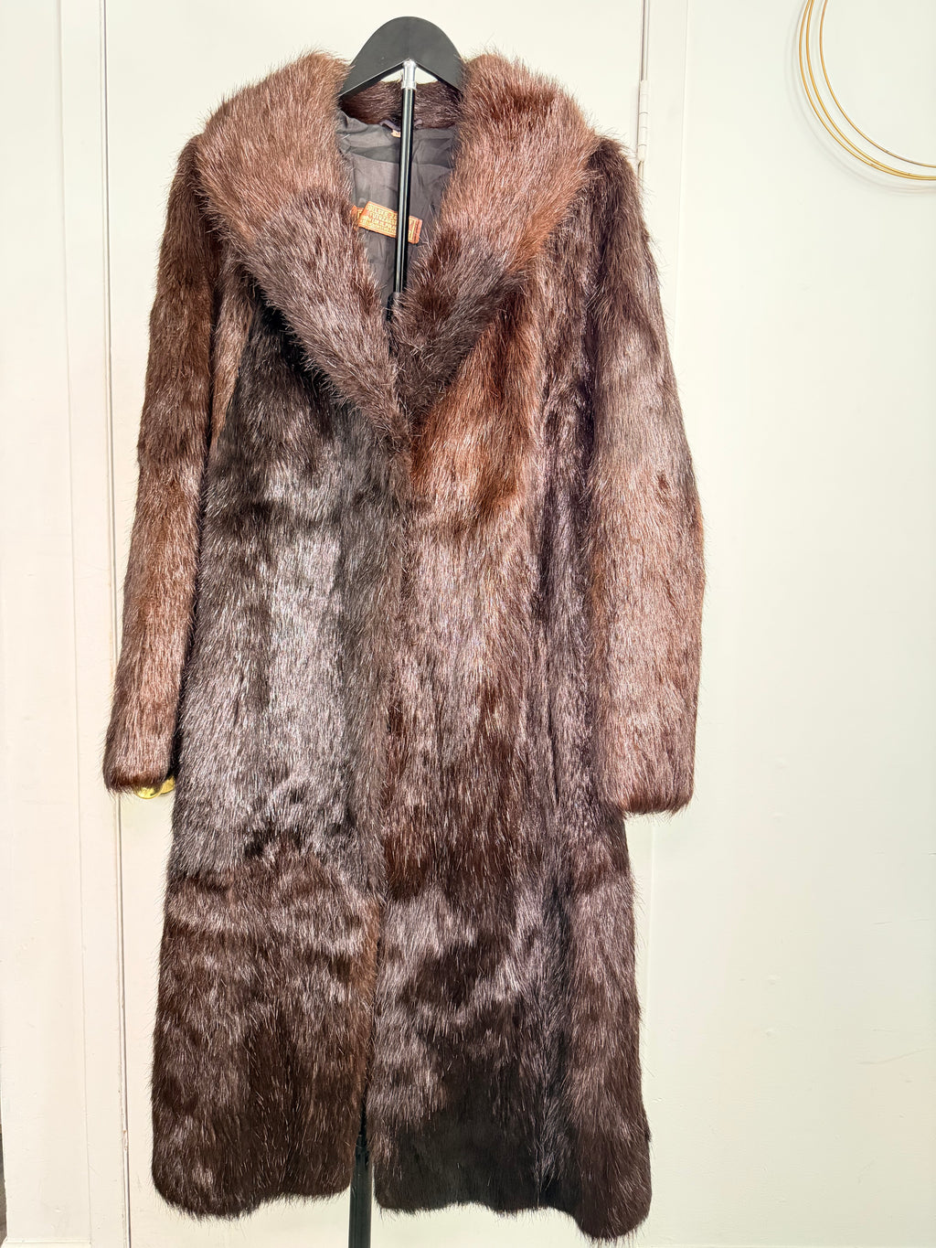 Vintage Beaver Fur Coat – Rich Chocolate Brown (XL)