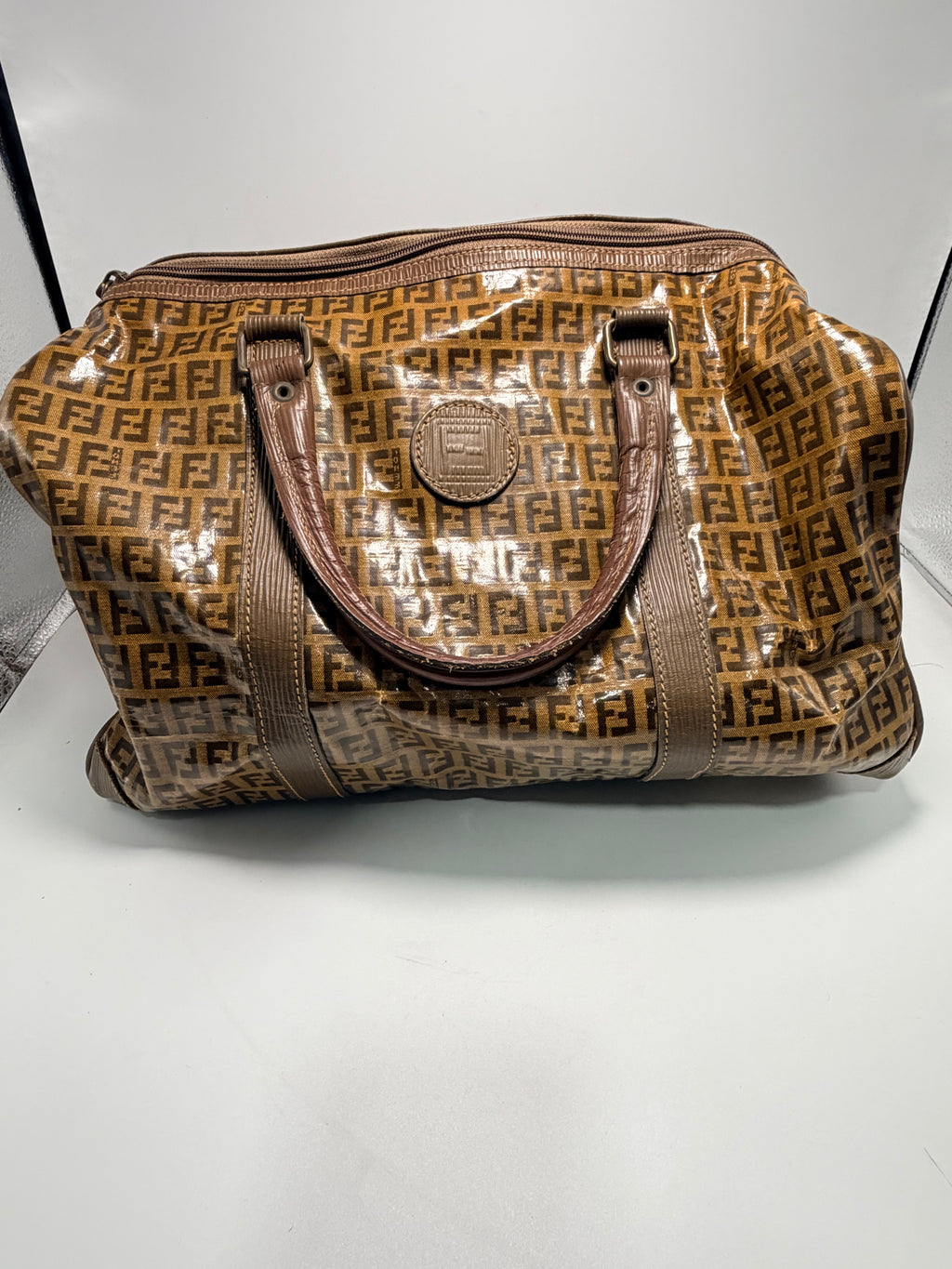 Fendi Vintage Zucca Coated Canvas Boston Bag (Large)