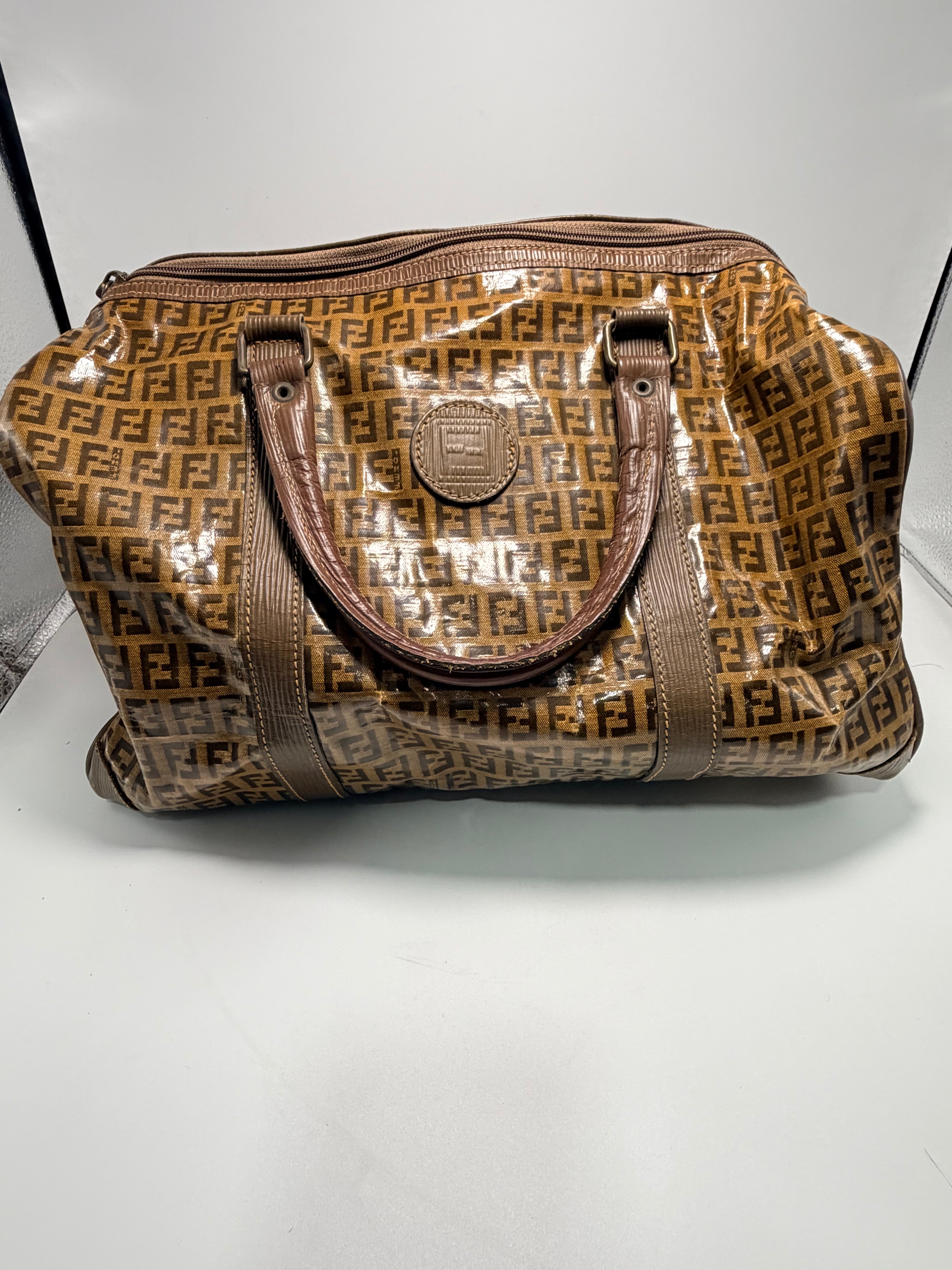 Fendi Vintage Zucca Coated Canvas Boston Bag (Large)