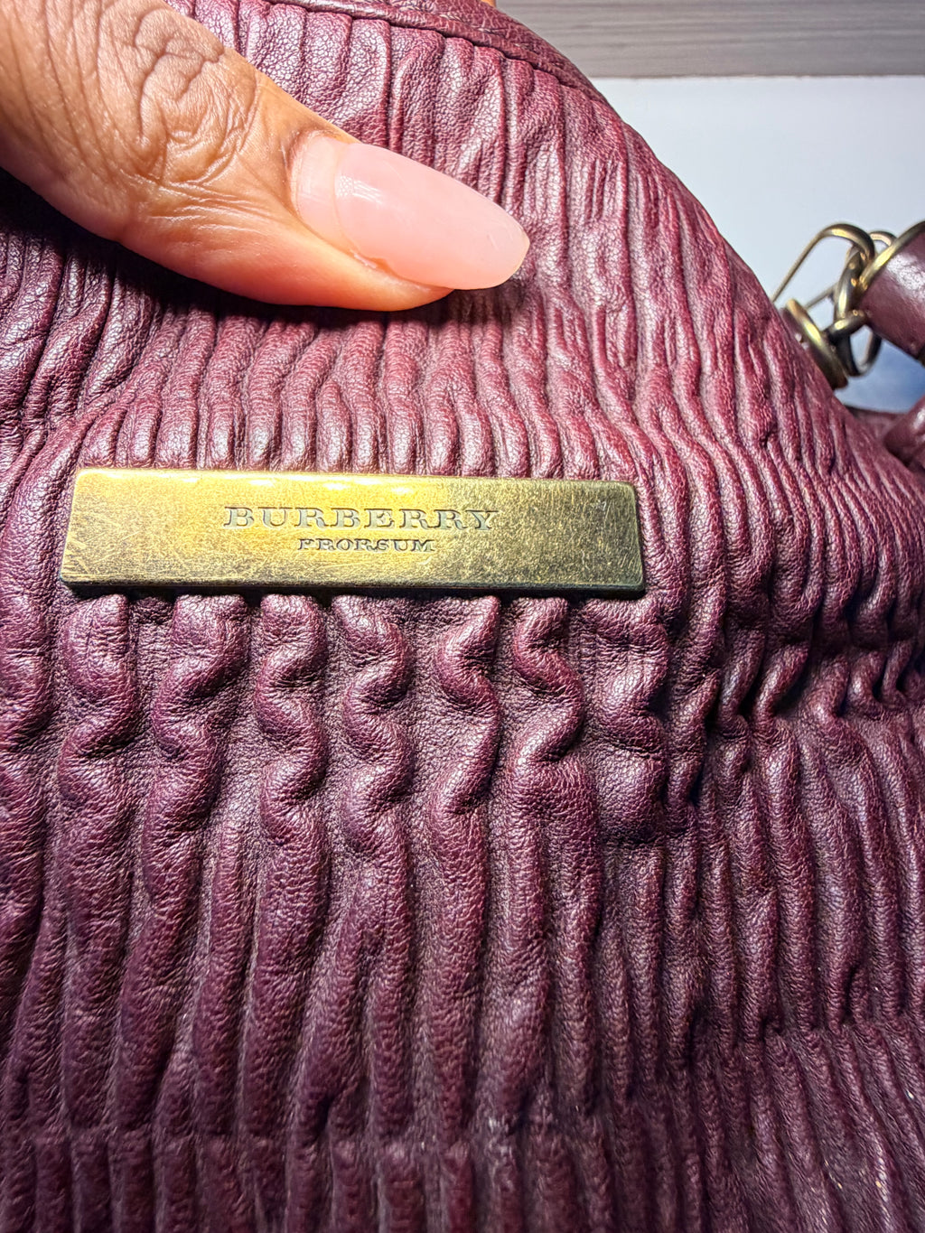 Burberry Prorsum Burgundy Ruched Leather Hobo Bag – Runway Era
