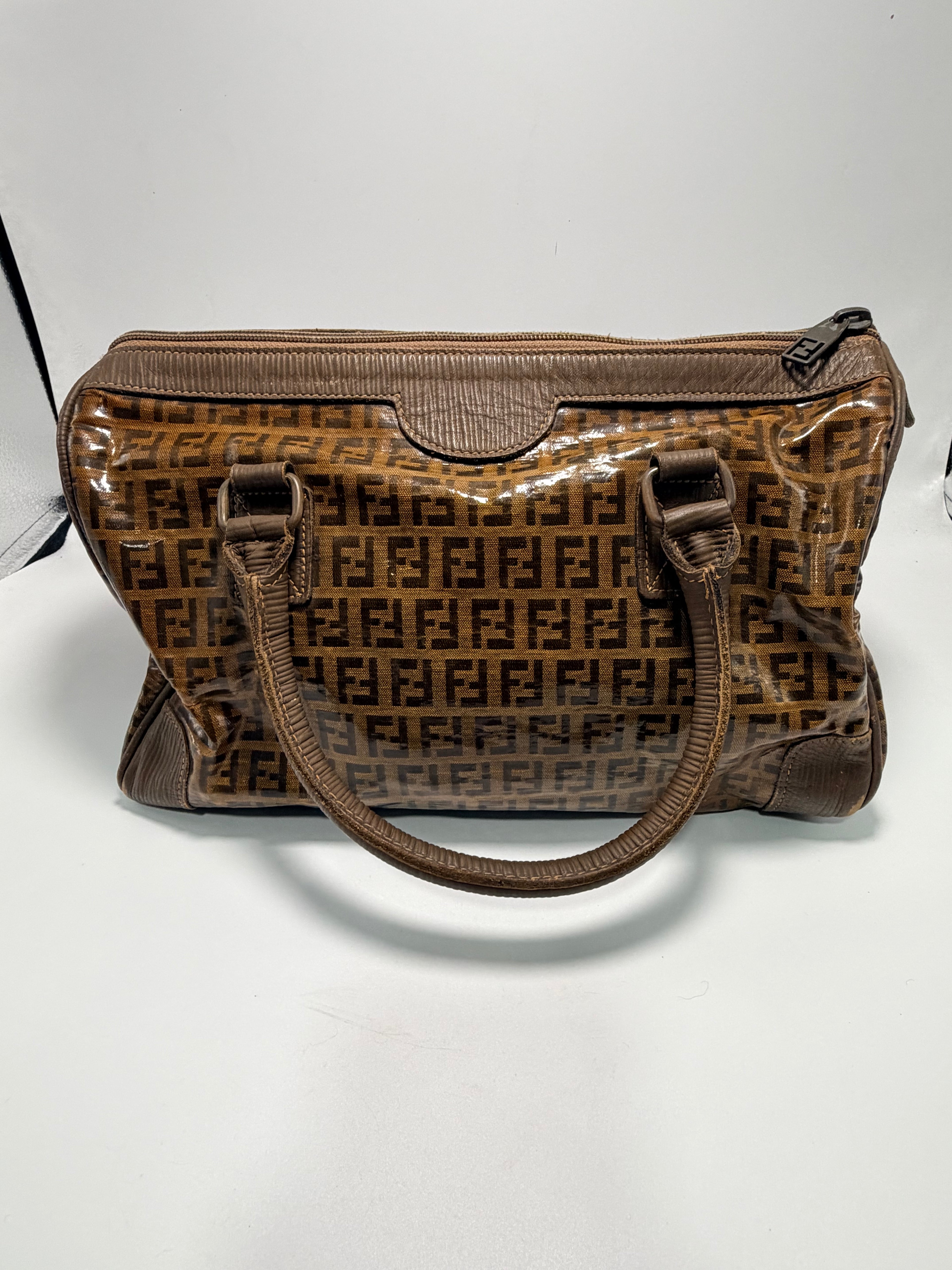 Fendi Vintage Zucca Coated Canvas Boston Bag (Small)