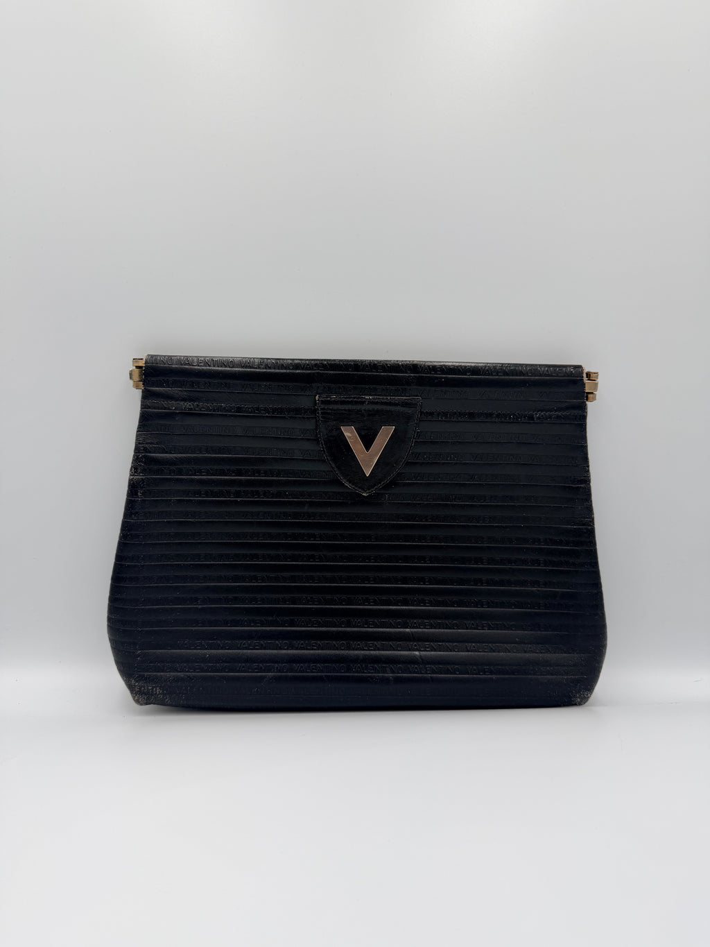 Valentino Garavani V Logo Leather Clutch – Black