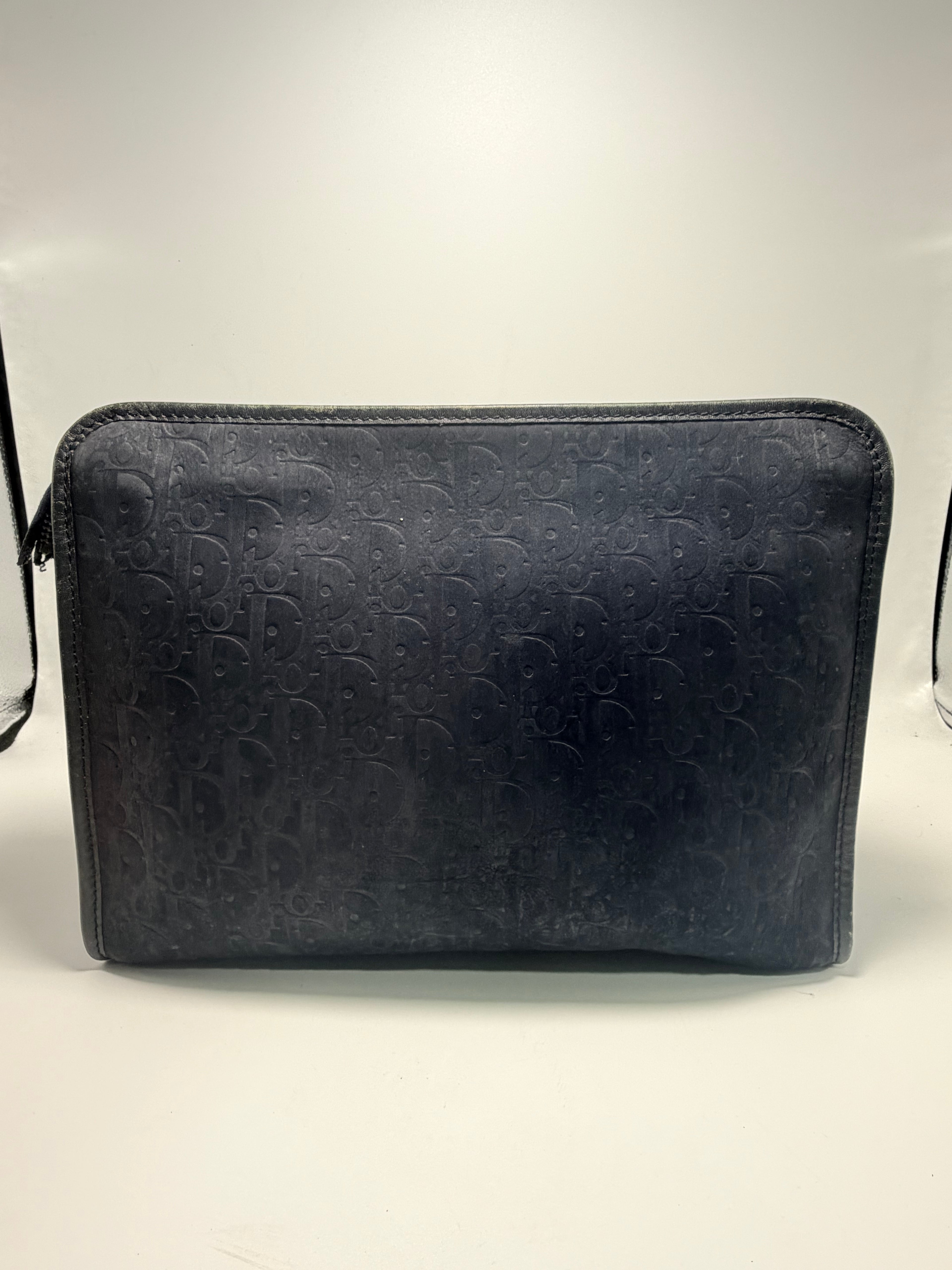 Christian Dior Vintage Oblique Clutch / Toiletry– Navy