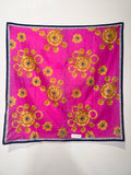 Céline Paris Silk Scarf in Fuchsia Gold Medallion Print