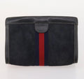 Gucci Navy Blue Suede Web Stripe Clutch