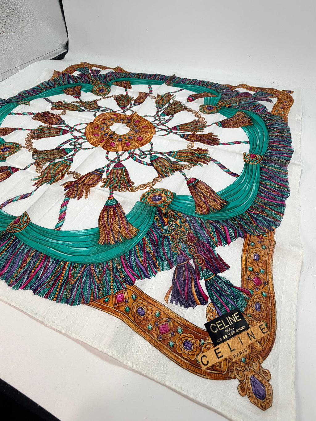 Celine Tassel & Jewel Print Cotton Scarf by (Tags Attached)