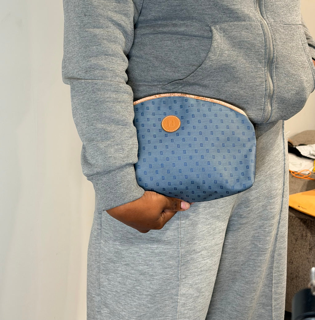Fendi Blue FF Monogram Cosmetic Pouch