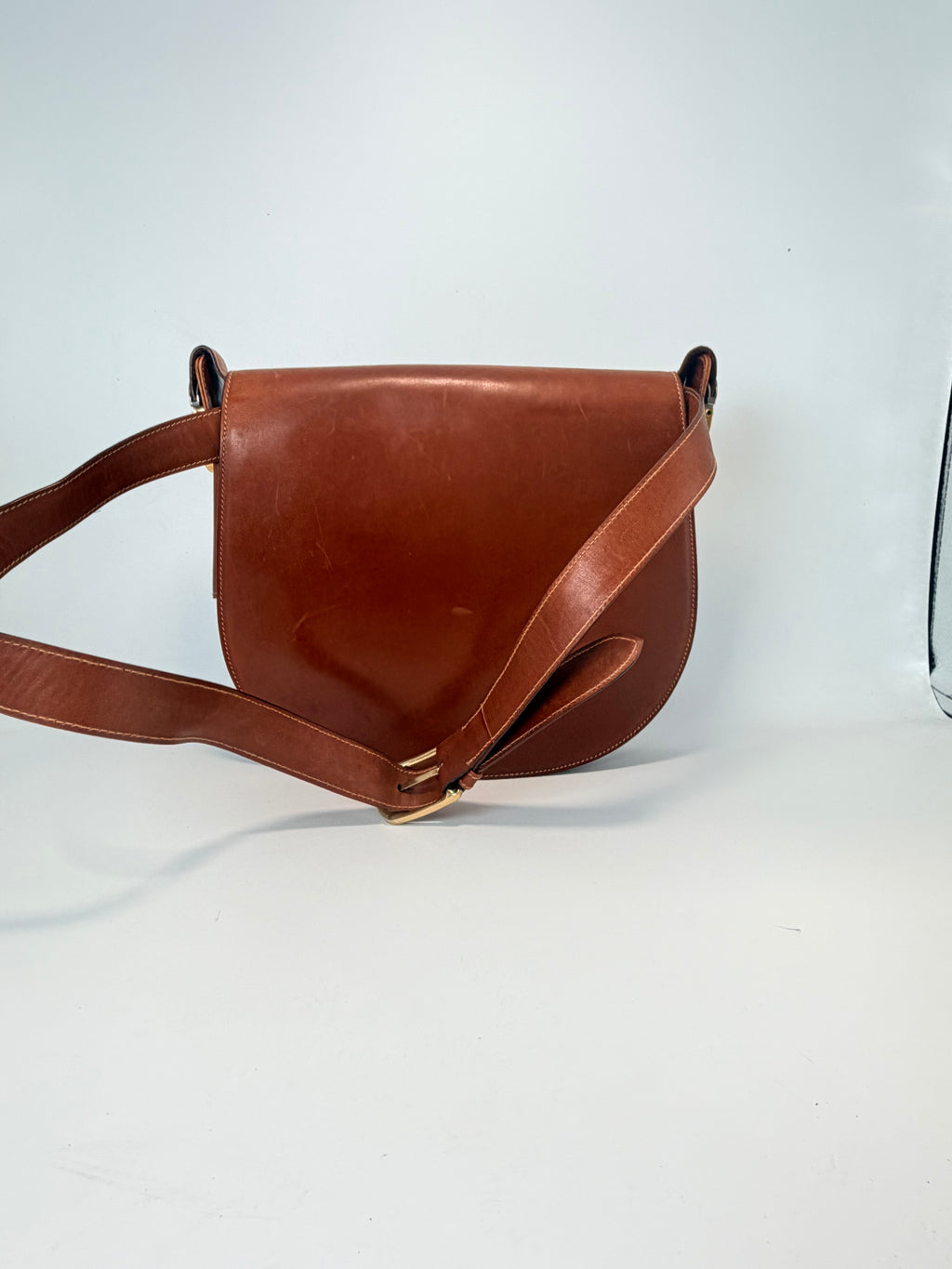 Vintage Paolo Gucci Leather Saddle Bag – Cognac Brown