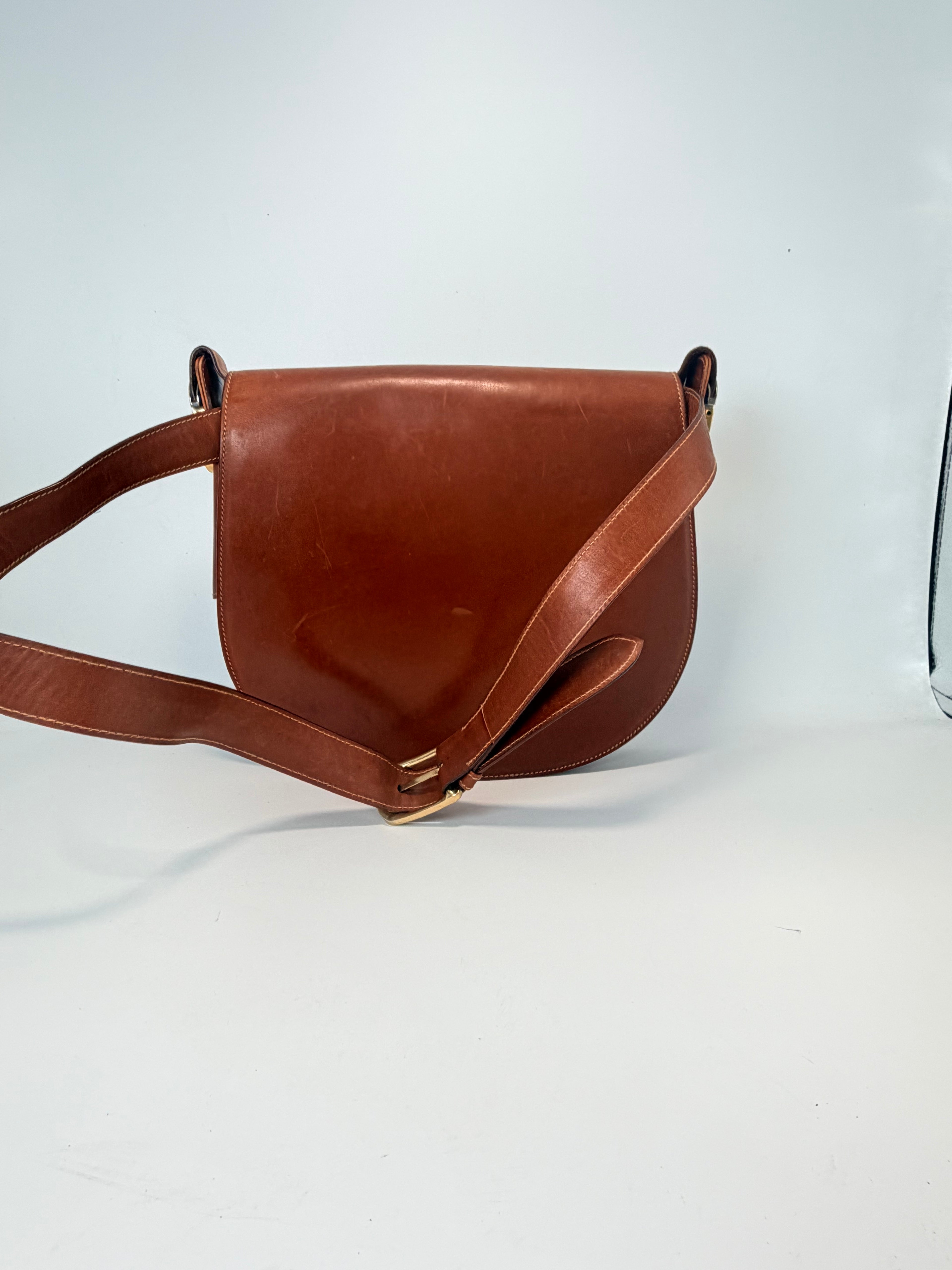 Vintage Paolo Gucci Leather Saddle Bag – Cognac Brown