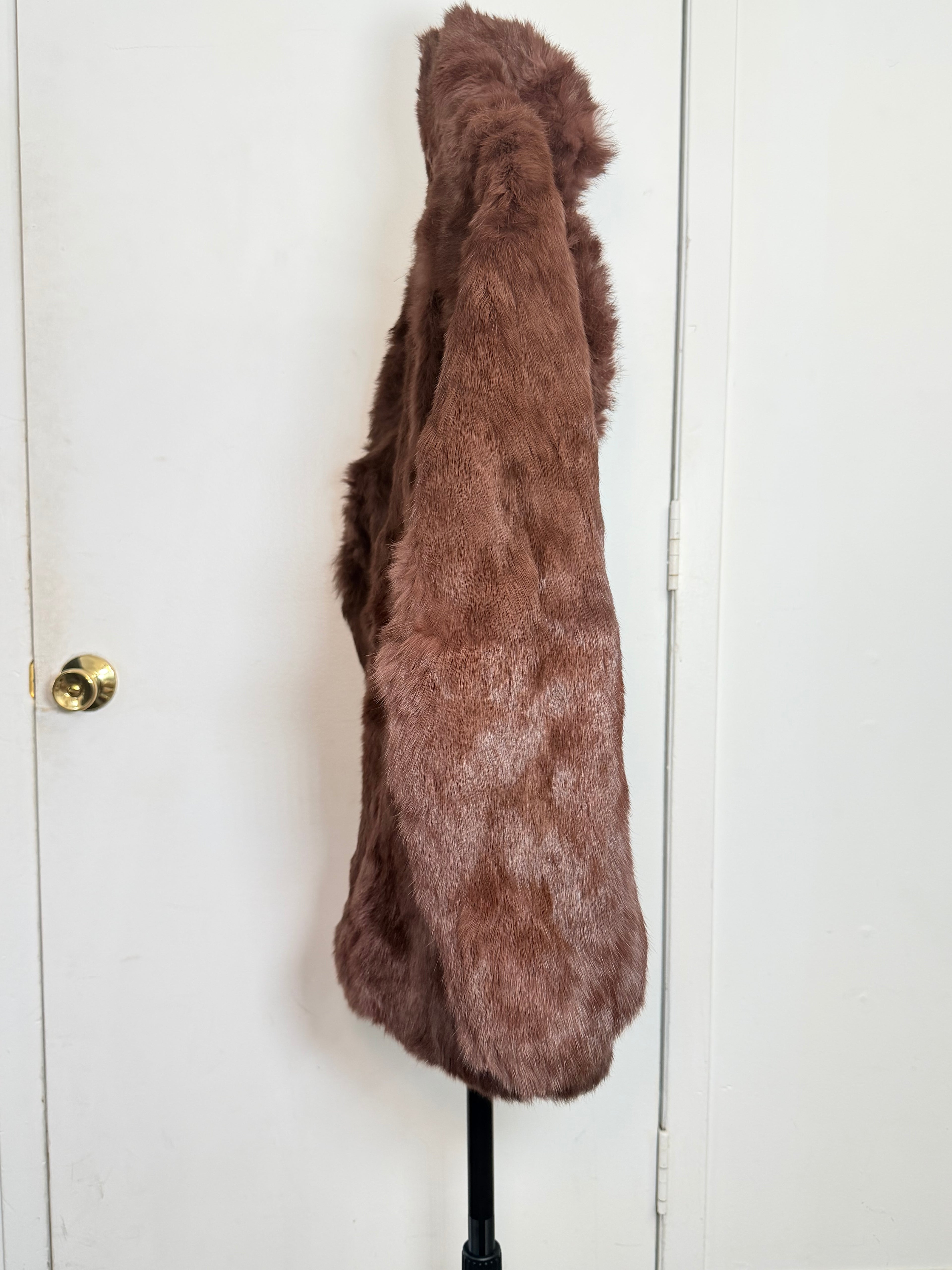 Vintage Dusty Mauve Rabbit Fur Coat – Medium 024