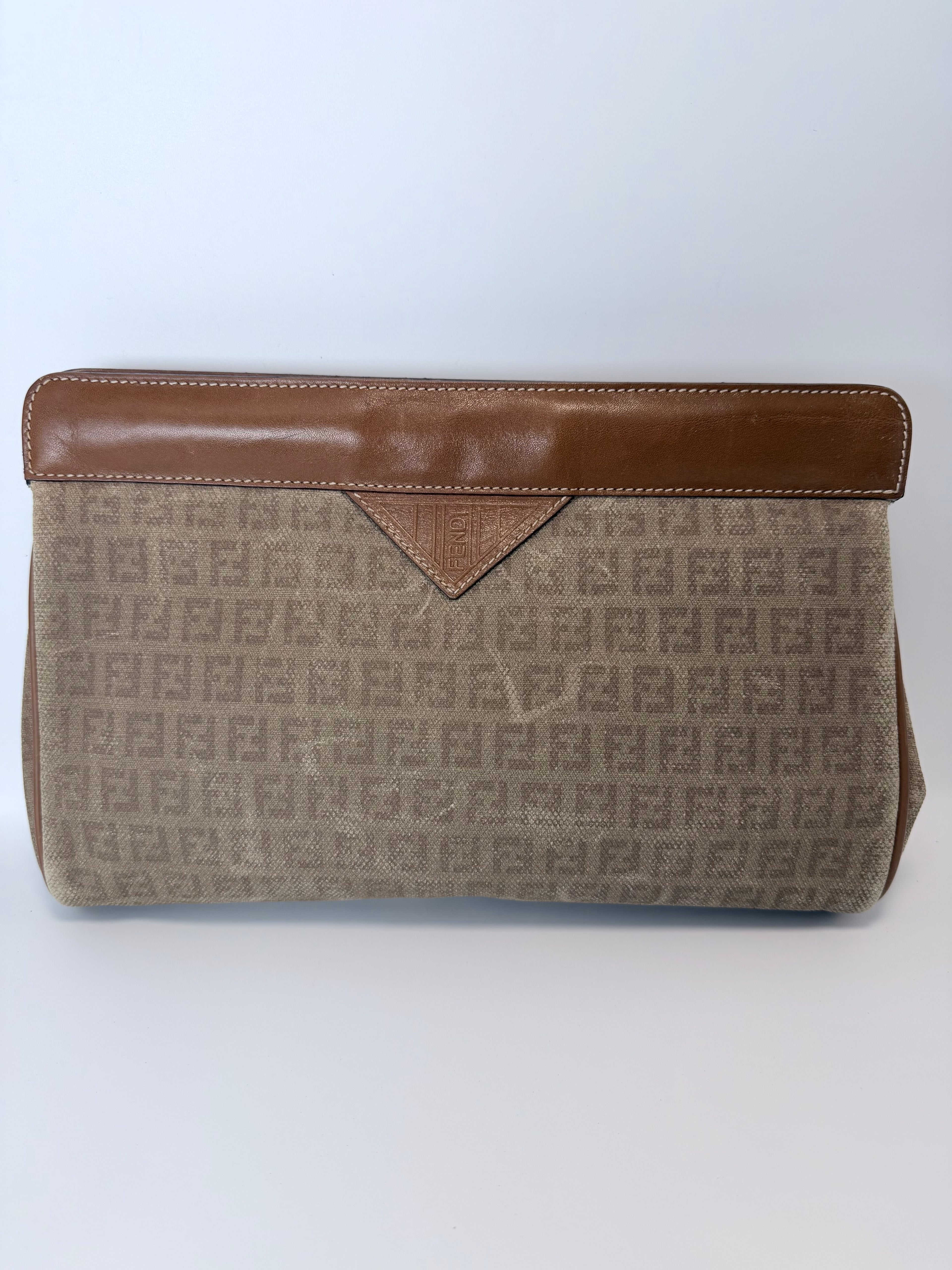Fendi Zucca Canvas & Leather Envelope Clutch