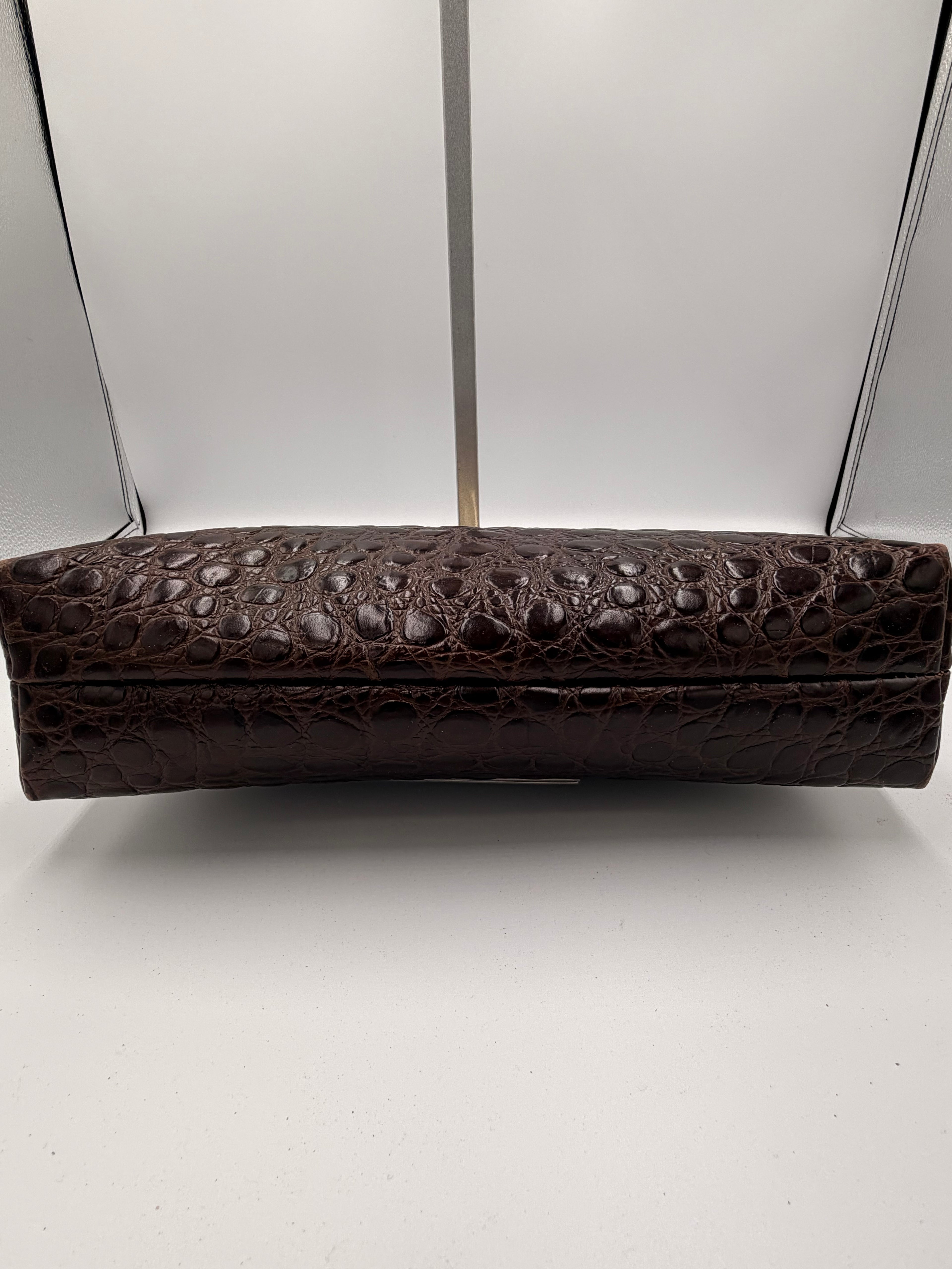 Salvatore Ferragamo Croc Embossed Gancini Clutch