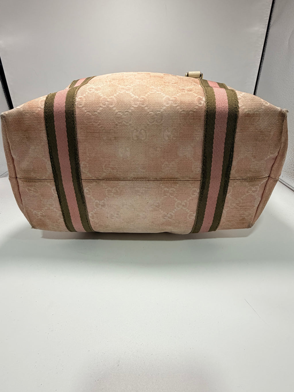 Gucci GG Canvas Web Tote Bag (Pink) with Charms