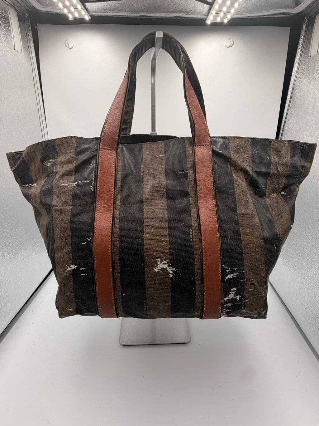 Fendi Pequin Striped Large Tote Bag