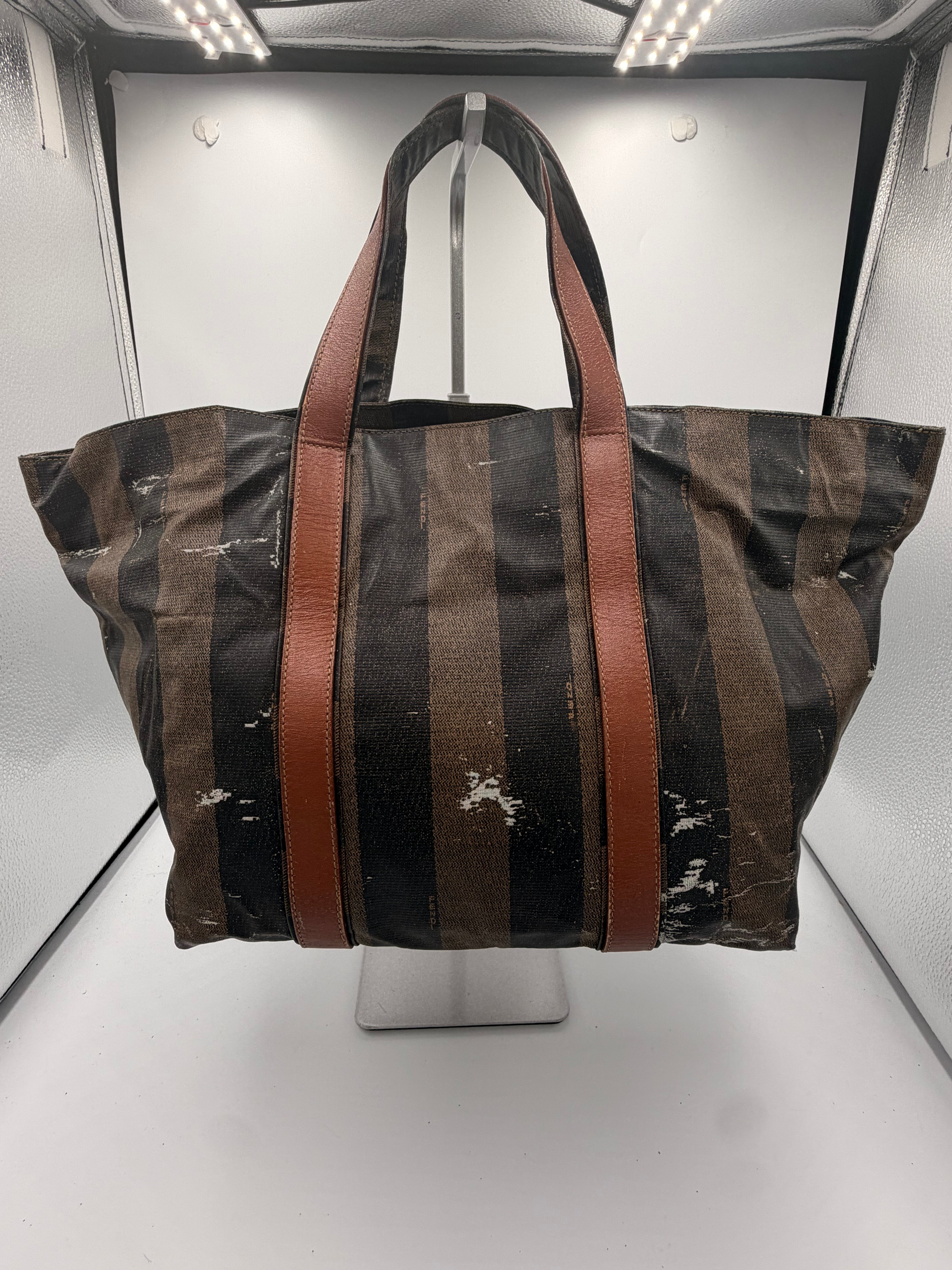 Fendi Pequin Striped Large Tote Bag