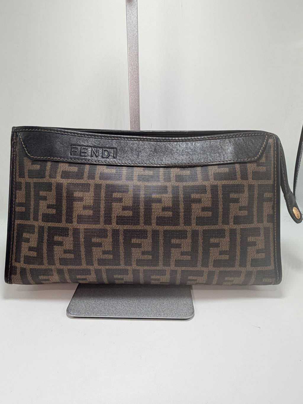 Fendi Zucca Canvas Clutch Bag