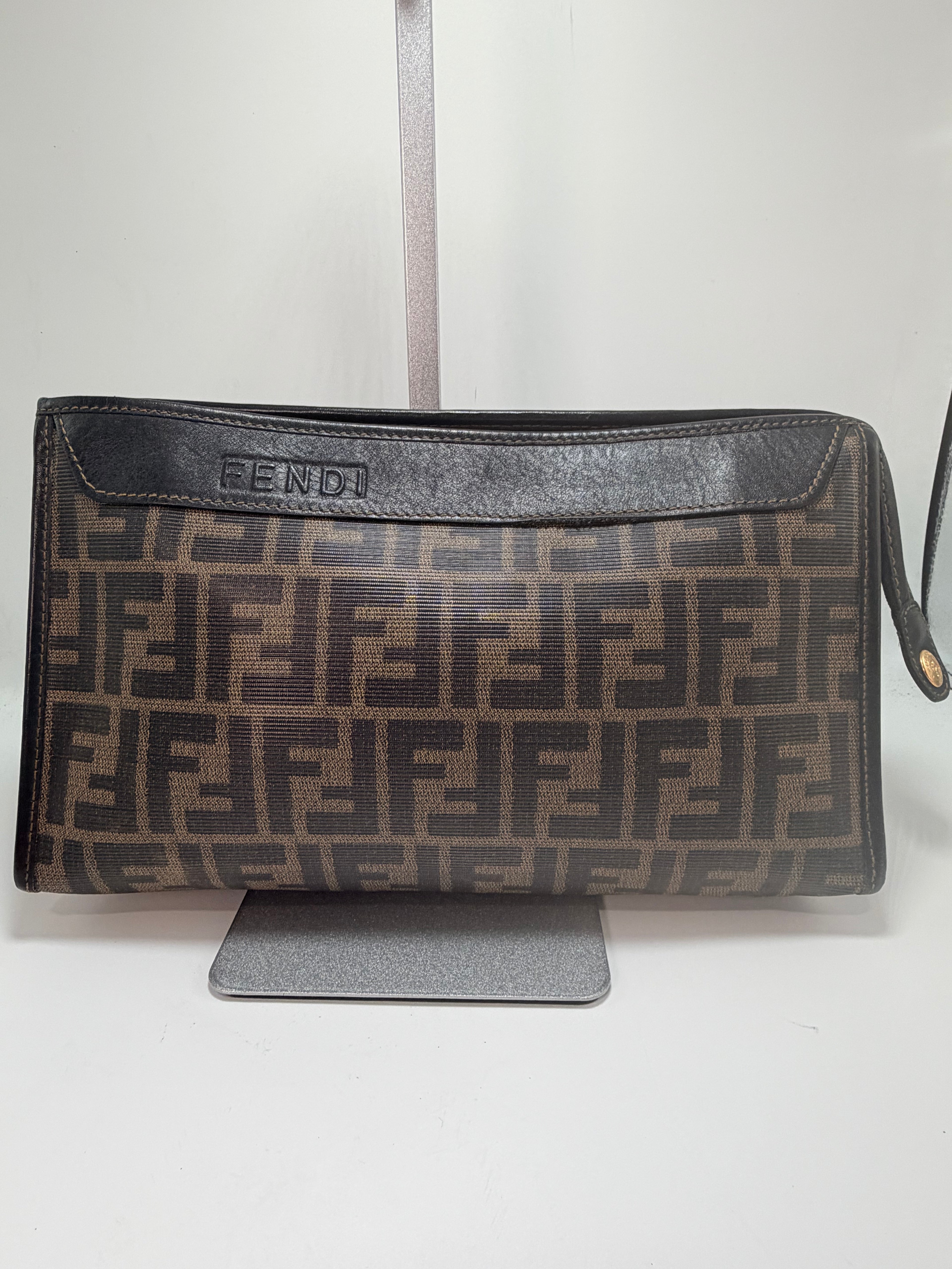 Fendi Zucca Canvas Clutch Bag