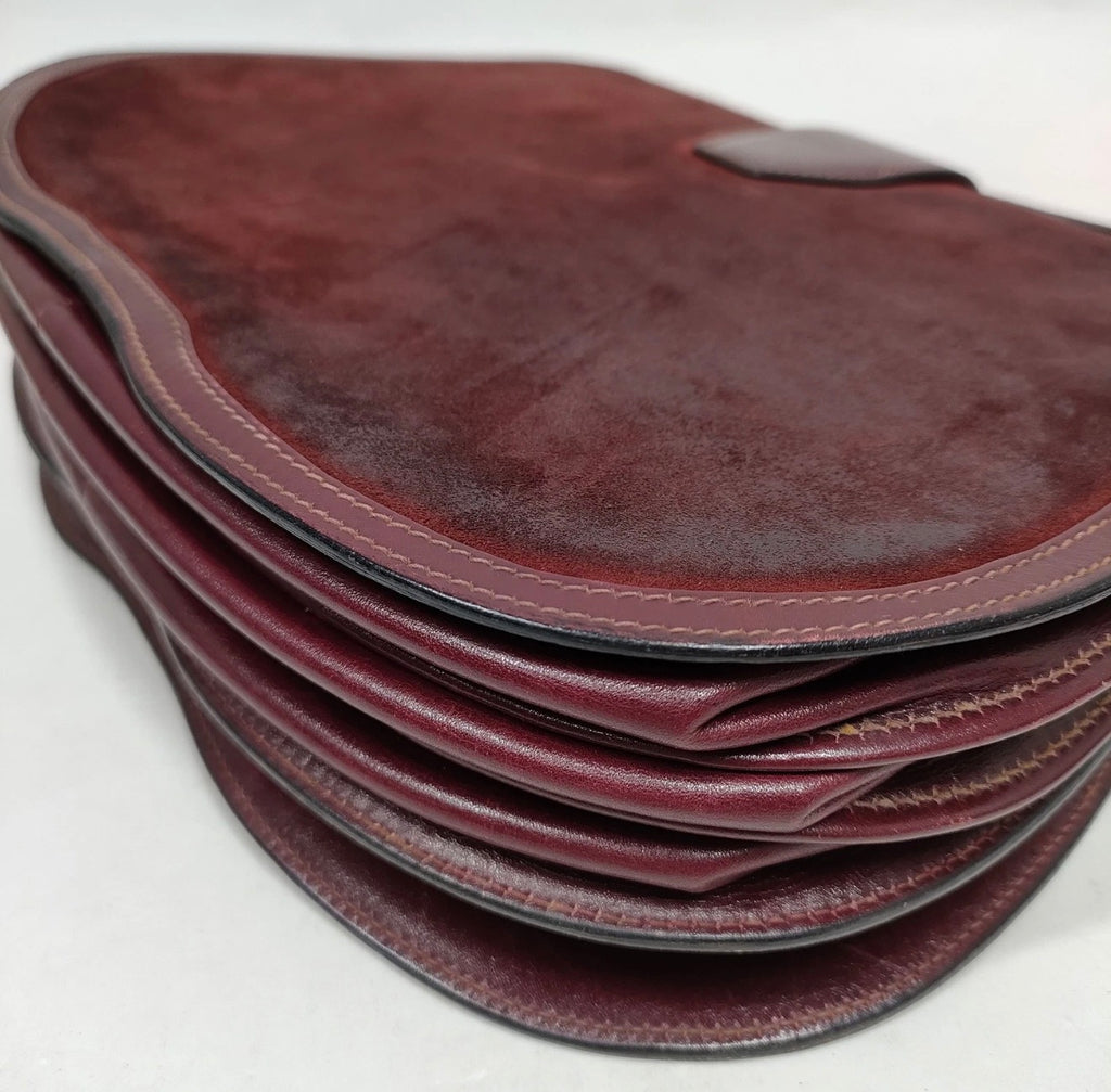 GUCCI Vintage Burgundy Suede & Leather Saddle Crossbody
