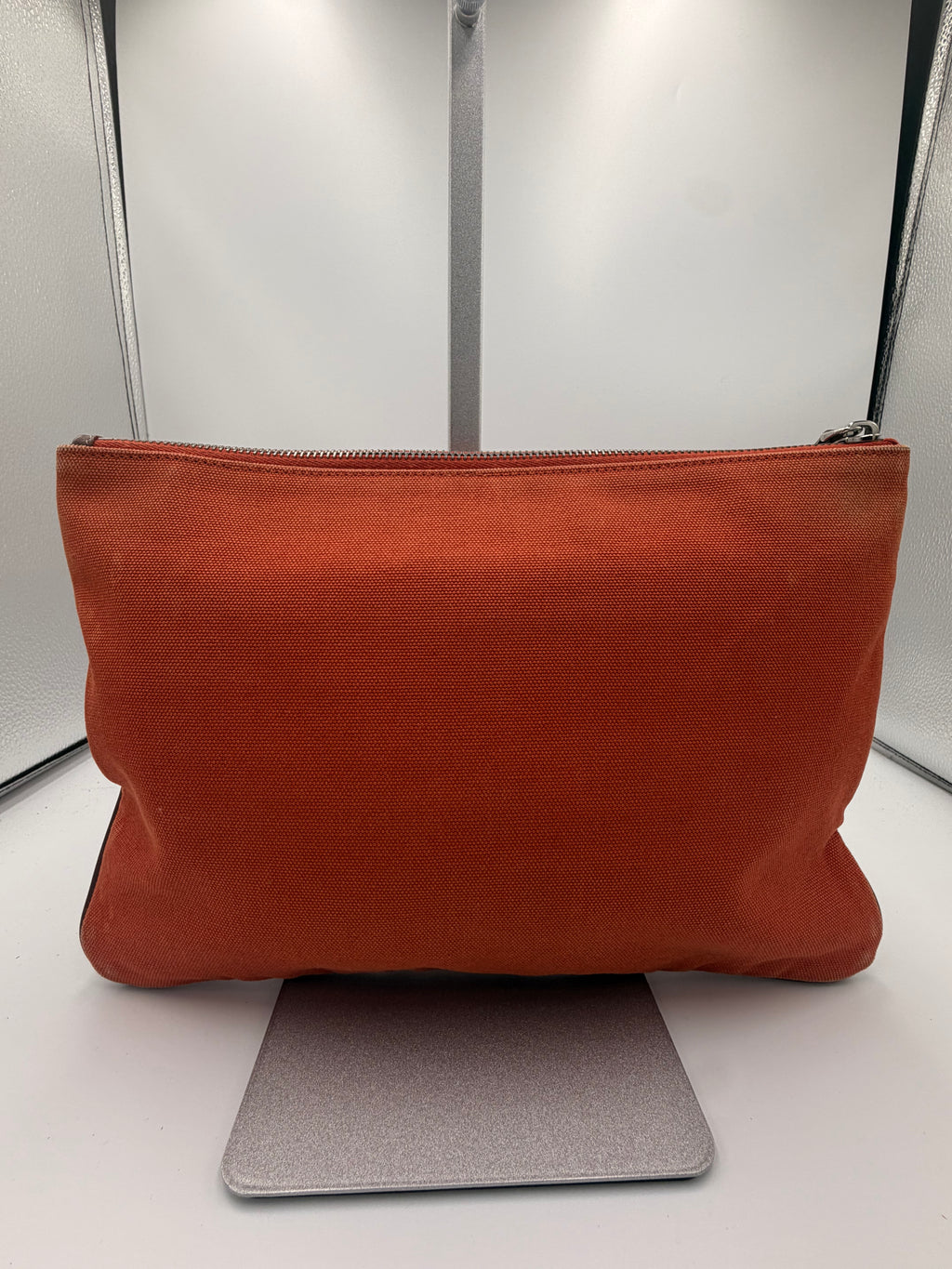 Fendi Roma Embroidered Logo Canvas Clutch