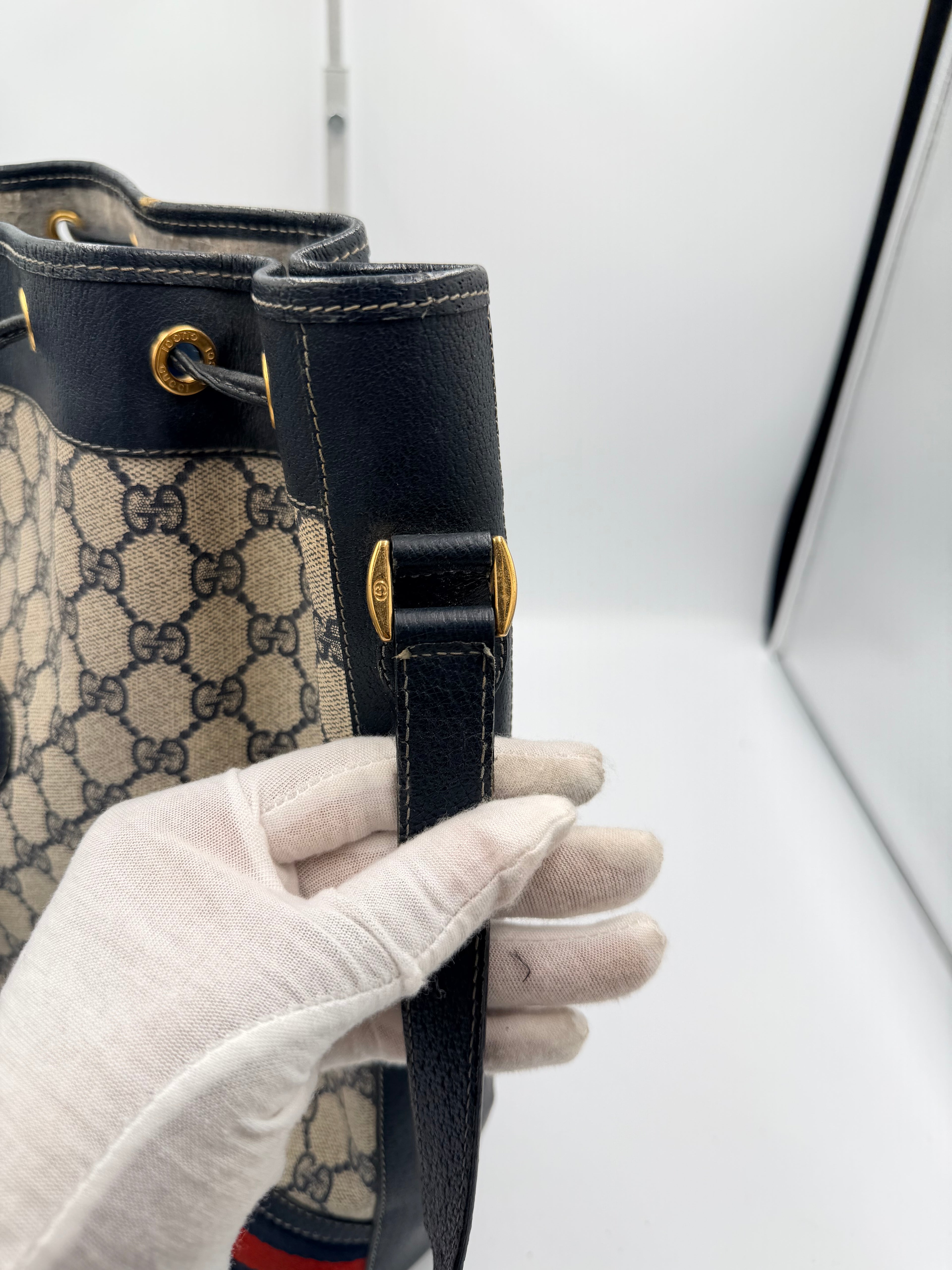 Gucci GG Supreme Web Stripe Bucket Bag