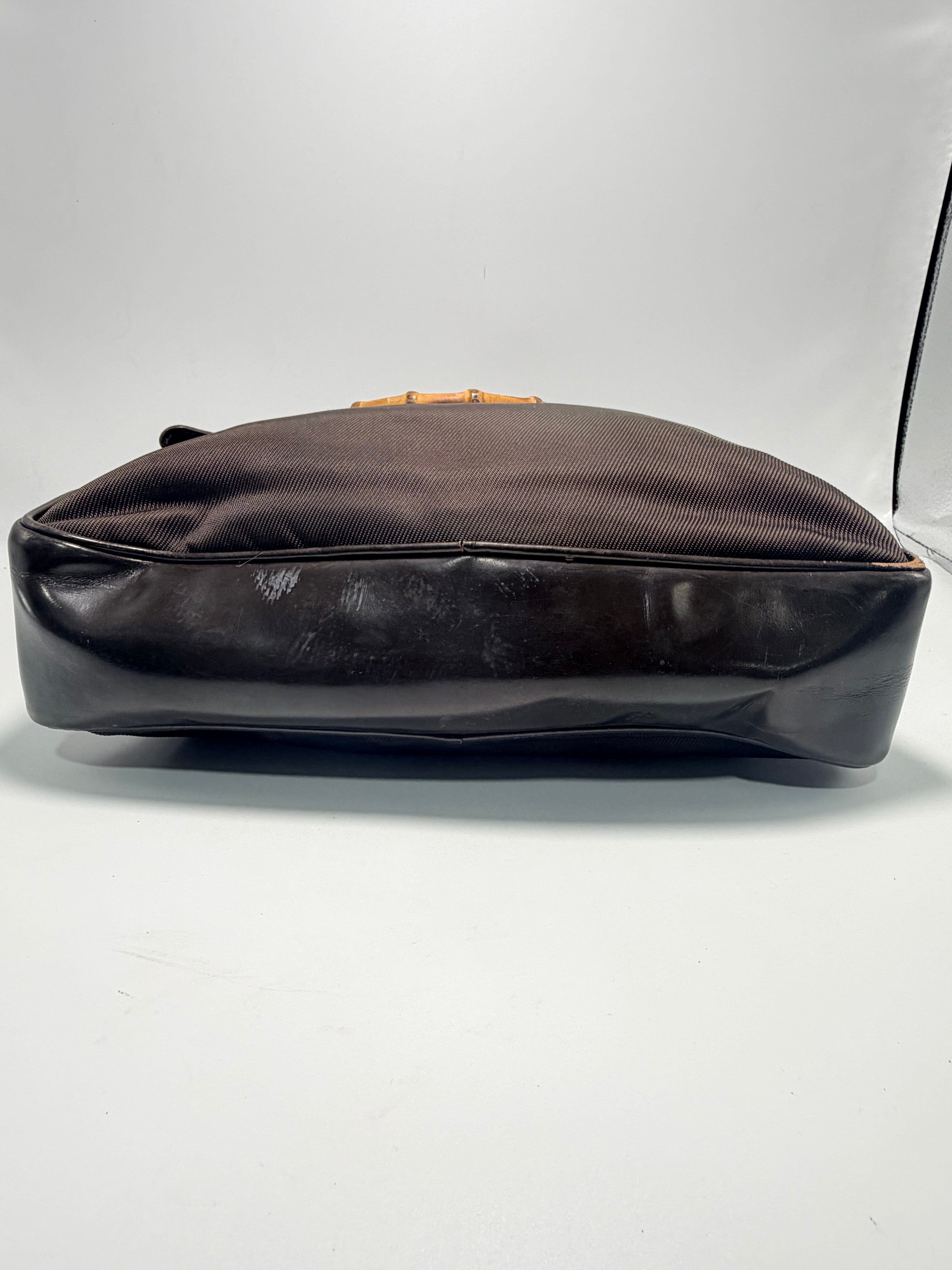 Gucci Vintage Nylon Bamboo Handle Bag – Brown