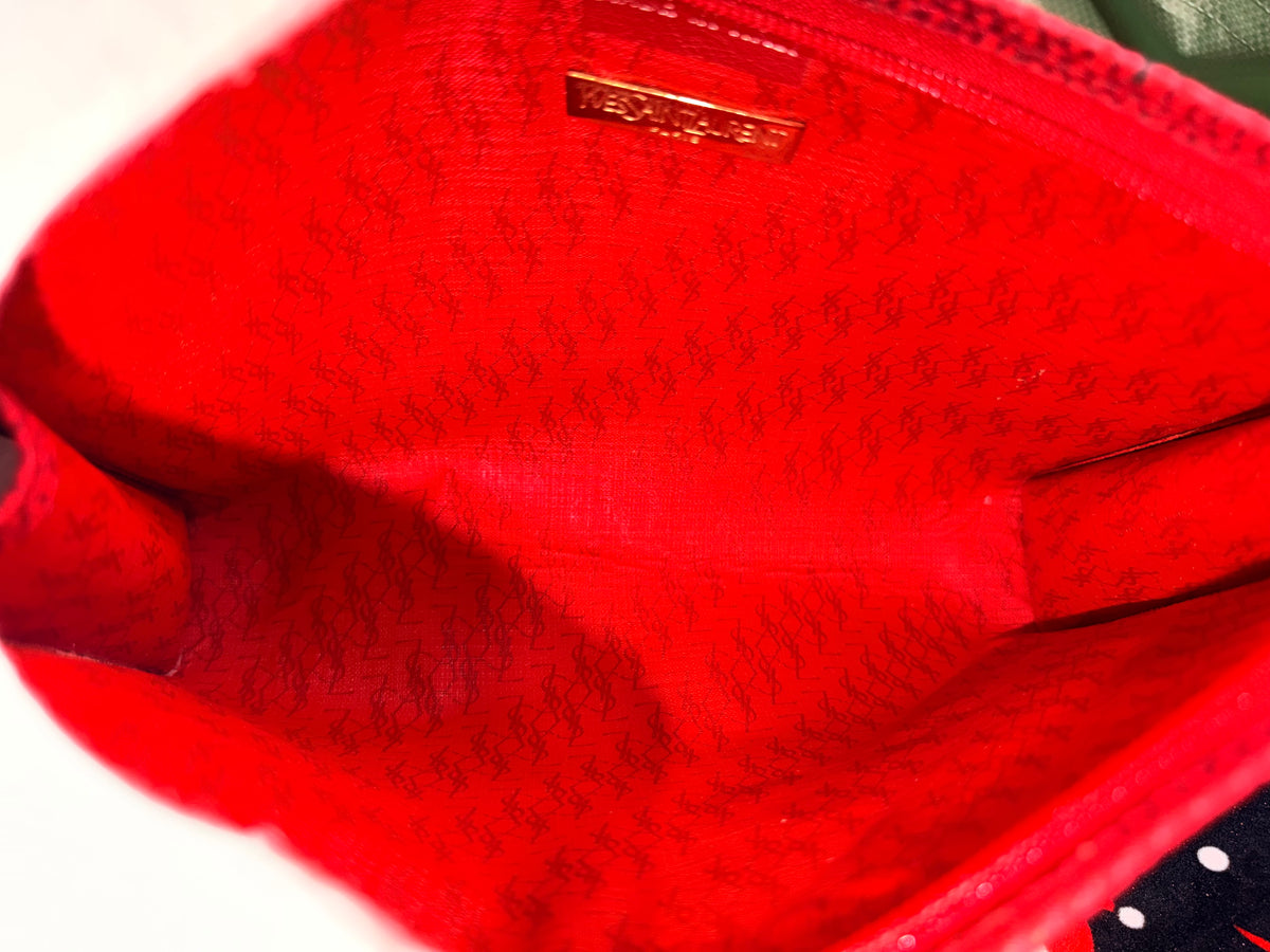 Yves Saint Laurent YSL Red Woven Clutch