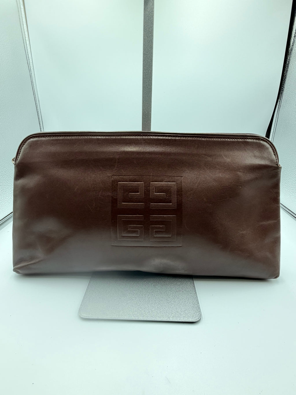 Givenchy Brown Leather 4G Logo Clutch