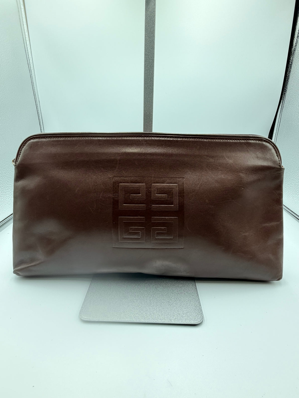 Givenchy Brown Leather 4G Logo Clutch