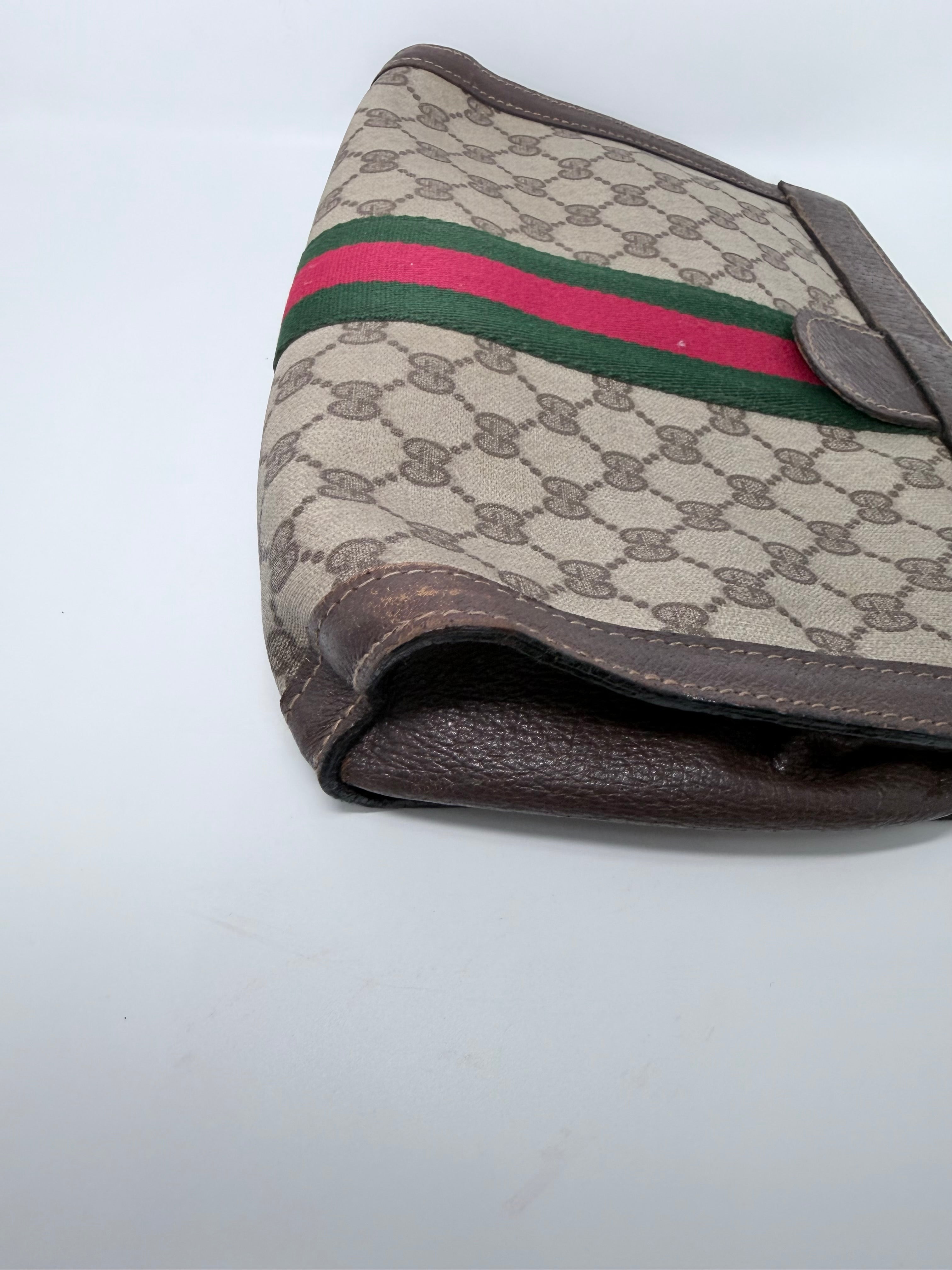 Vintage Gucci Sherry Line Clutch – PVC & Leather GG Pouch
