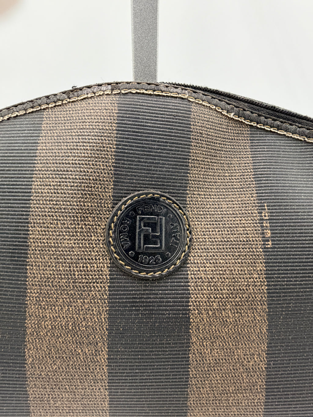 Fendi Pequin Stripe Zip Clutch