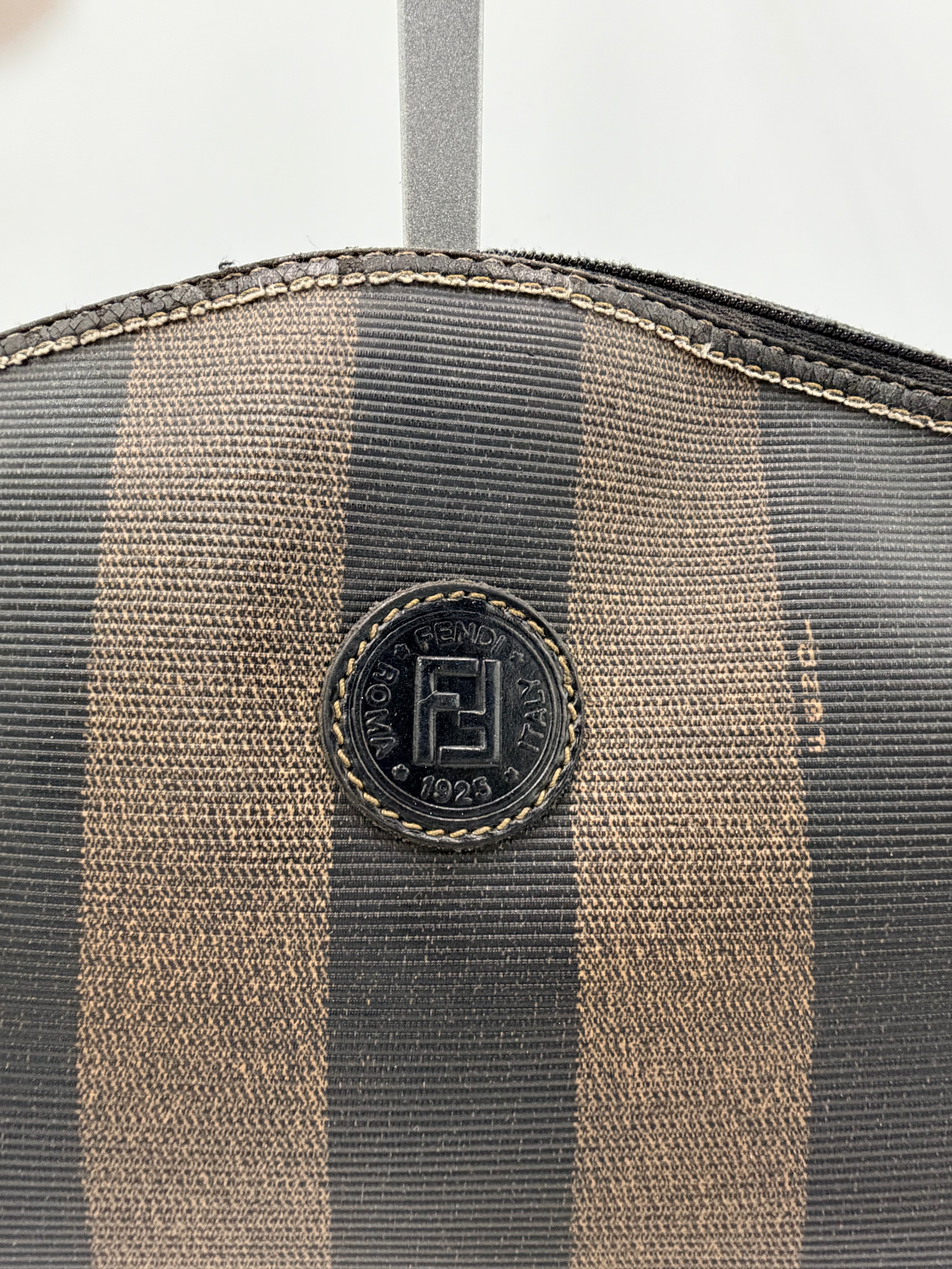 Fendi Pequin Stripe Zip Clutch