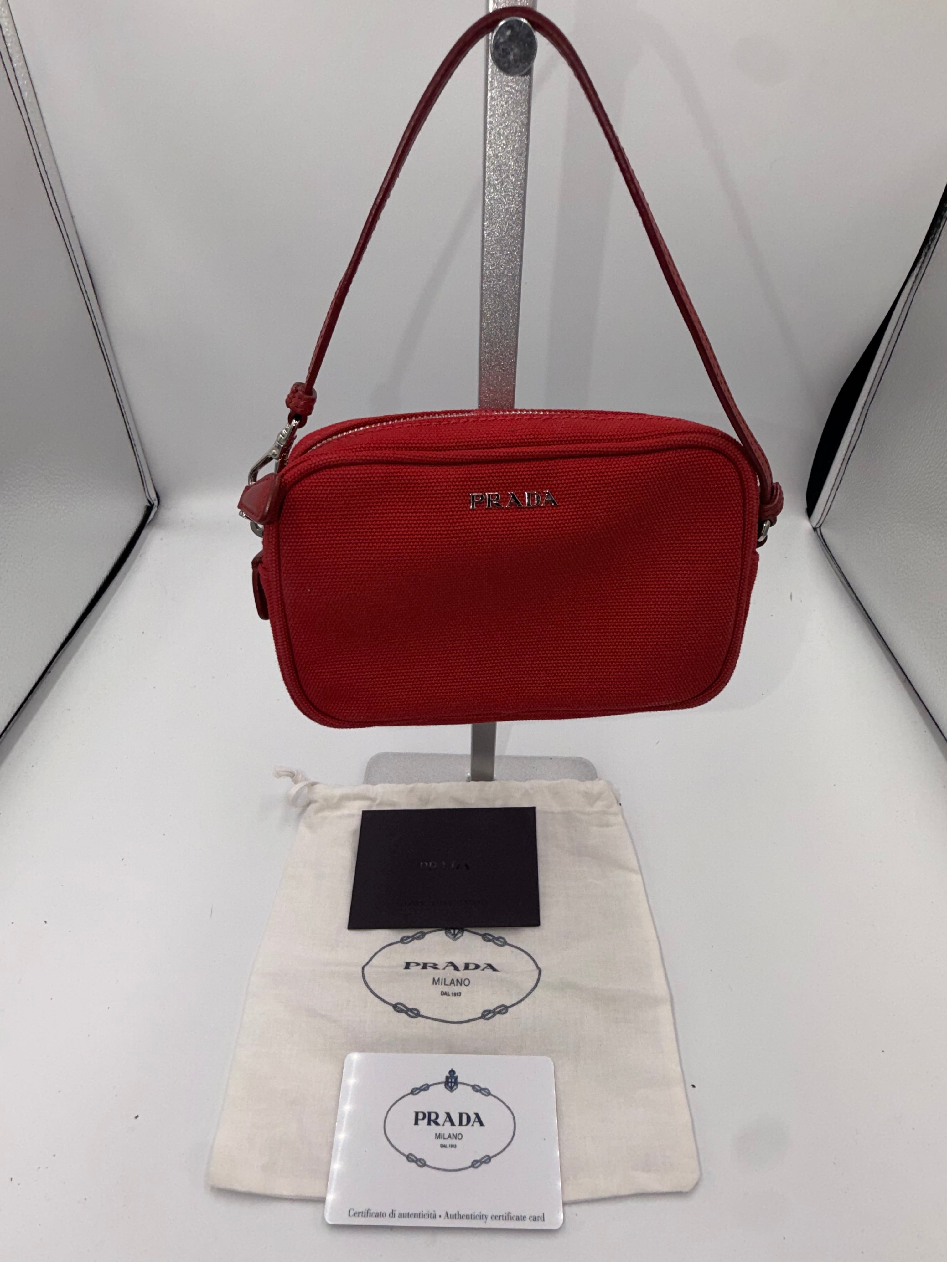 Prada Tessuto Canvas Mini Hand Bag – Rosso
