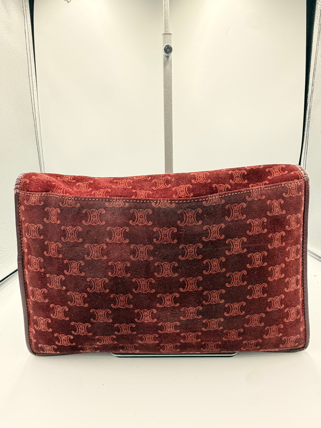 Celine Macadam Velvet Clutch – Burgundy Monogram Envelope Bag