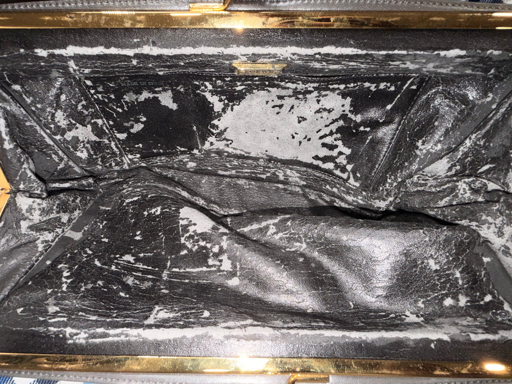 Loewe Oversized Kiss Lock Leather Clutch