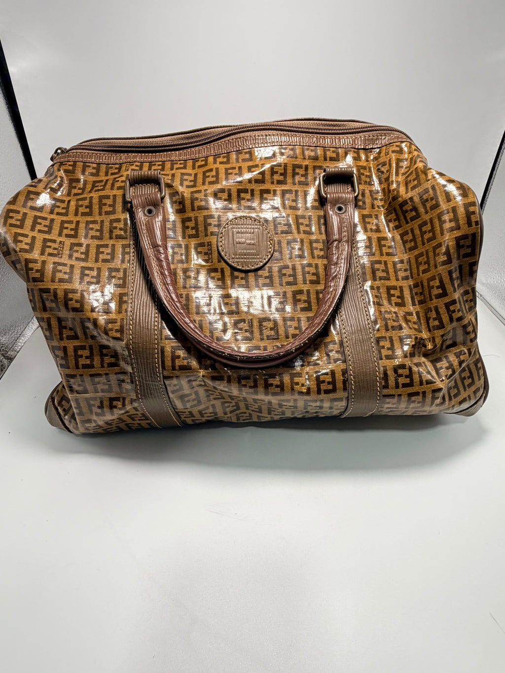 Fendi Vintage Zucca Coated Canvas Boston Bag (Large)