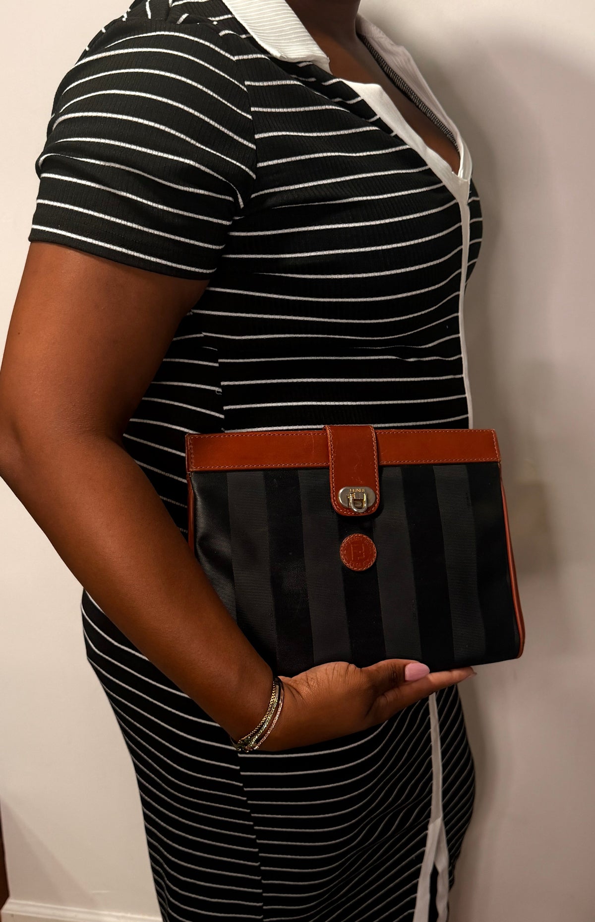 Fendi Pequin Stripe Clutch