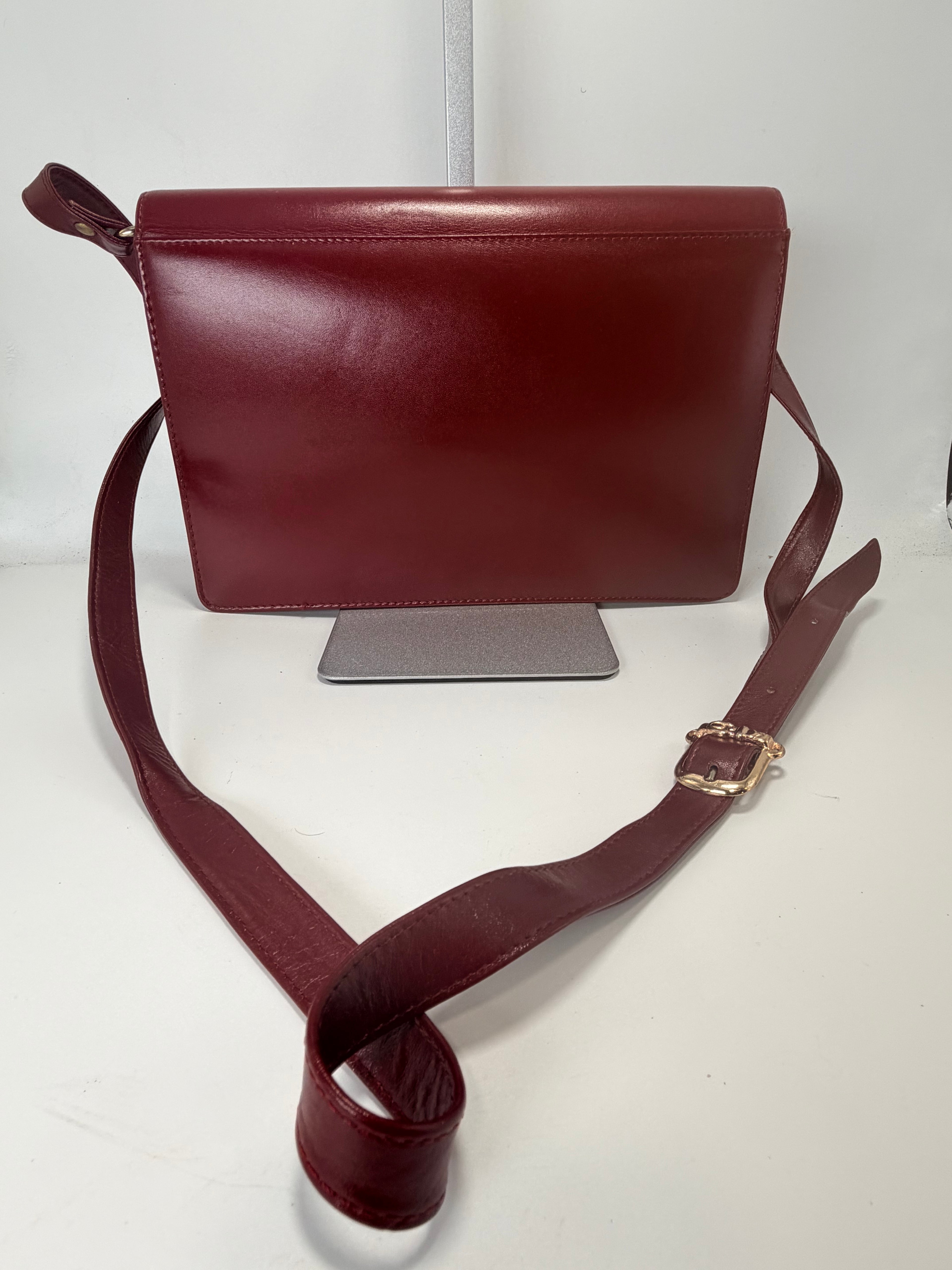 Celine Burgundy Leather Horsebit Crossbody