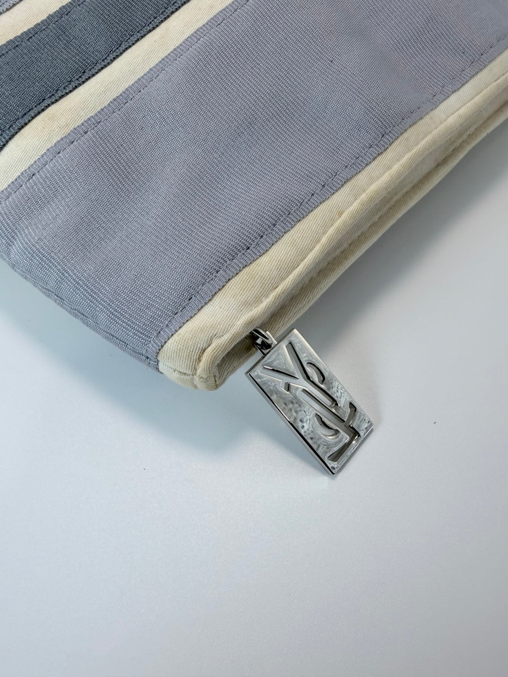Yves Saint Laurent (YSL) Canvas Stripe Cosmetic / Travel Pouch