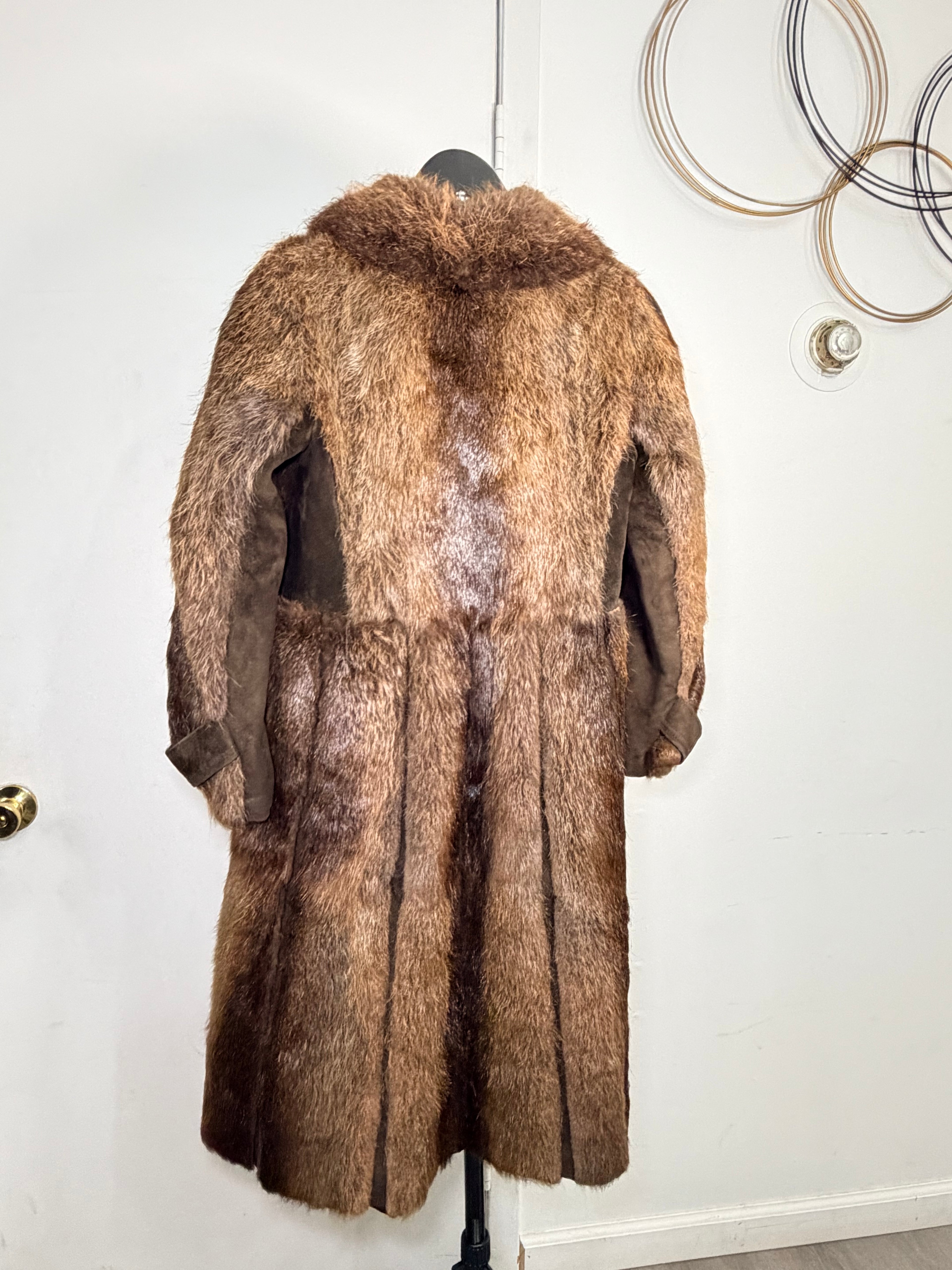 Vintage Natural Beaver Fur Coat – Full-Pelt Long-Hair Beaver (XS)