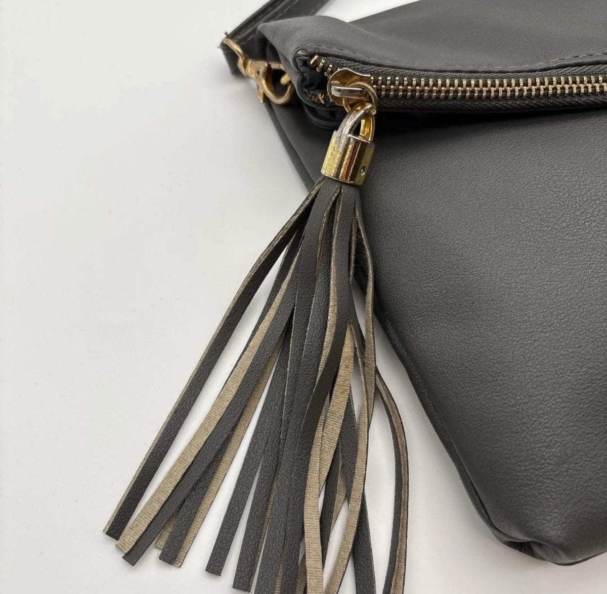 Givenchy Gray Foldover Tassel Clutch / Shoulder / Crossbody Bag