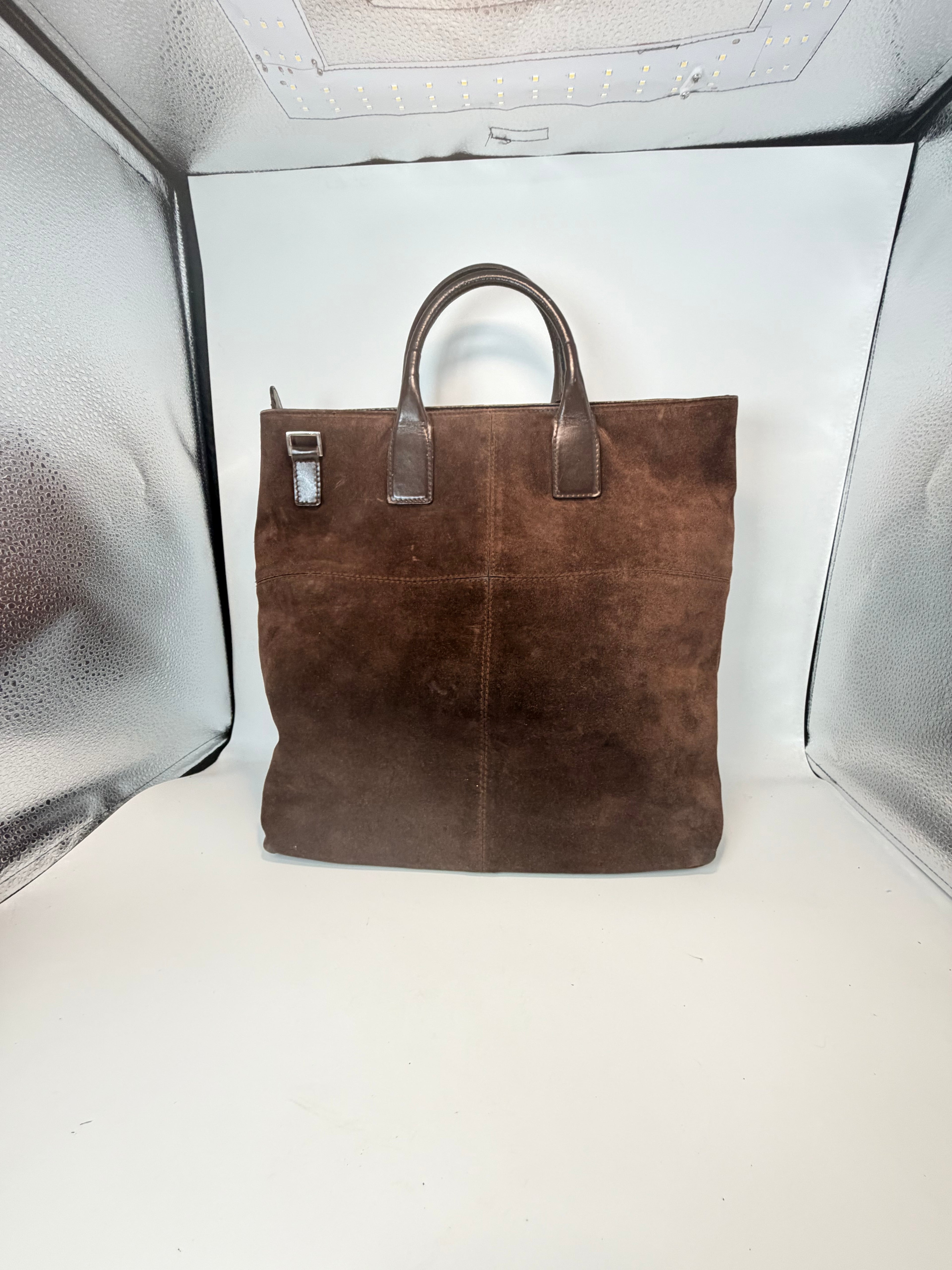Gucci Brown Suede Tote Bag with Crossbody Strap