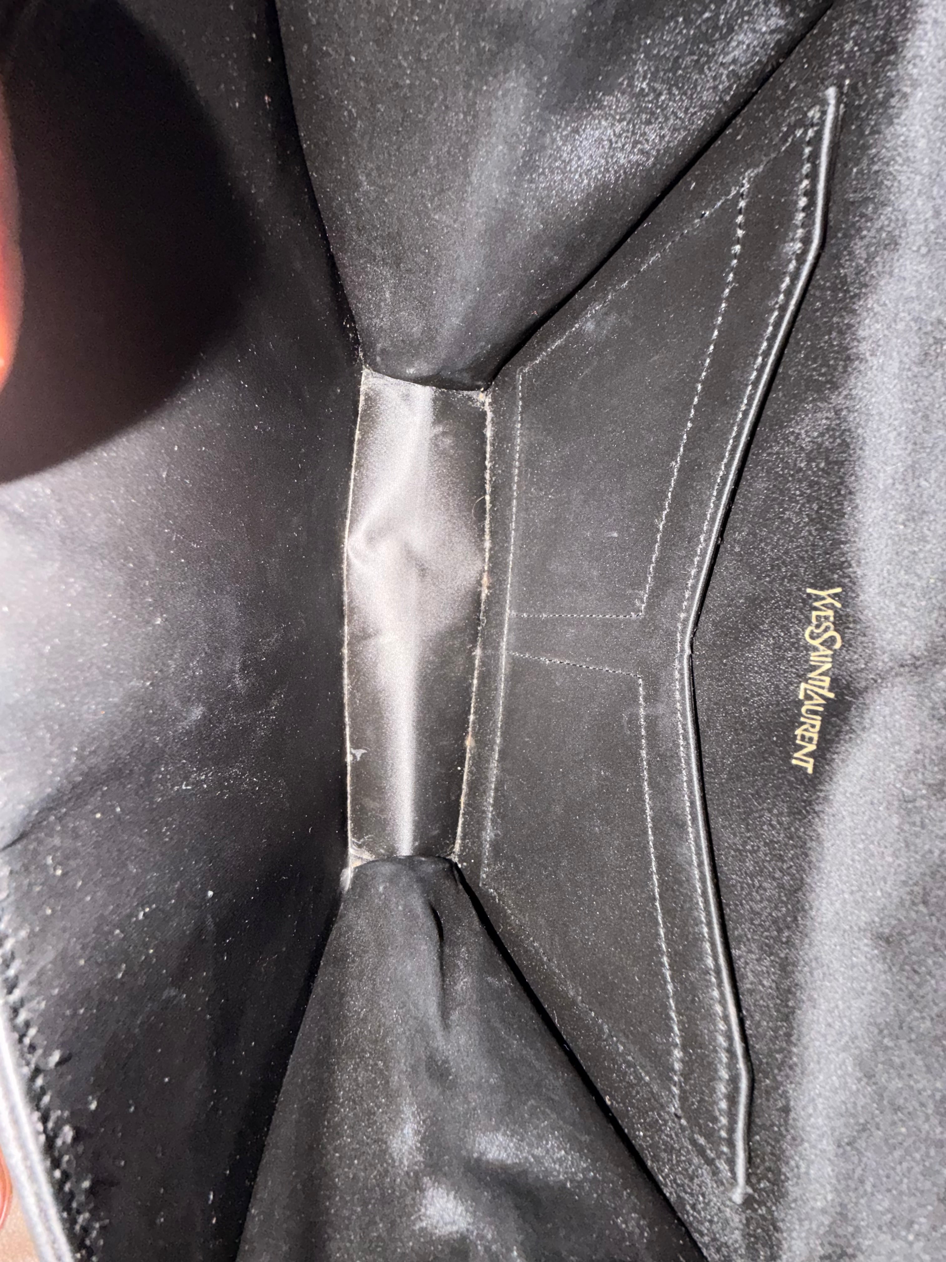 Yves Saint Laurent Vintage Black Satin Evening Clutch