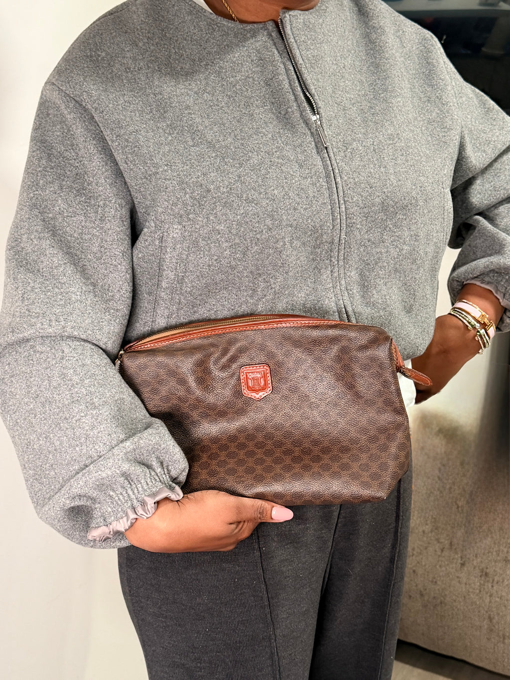 Celine Macadam Cosmetic Pouch – Brown Monogram