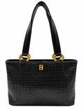 Fendi Vintage Black Woven Leather Shoulder Tote