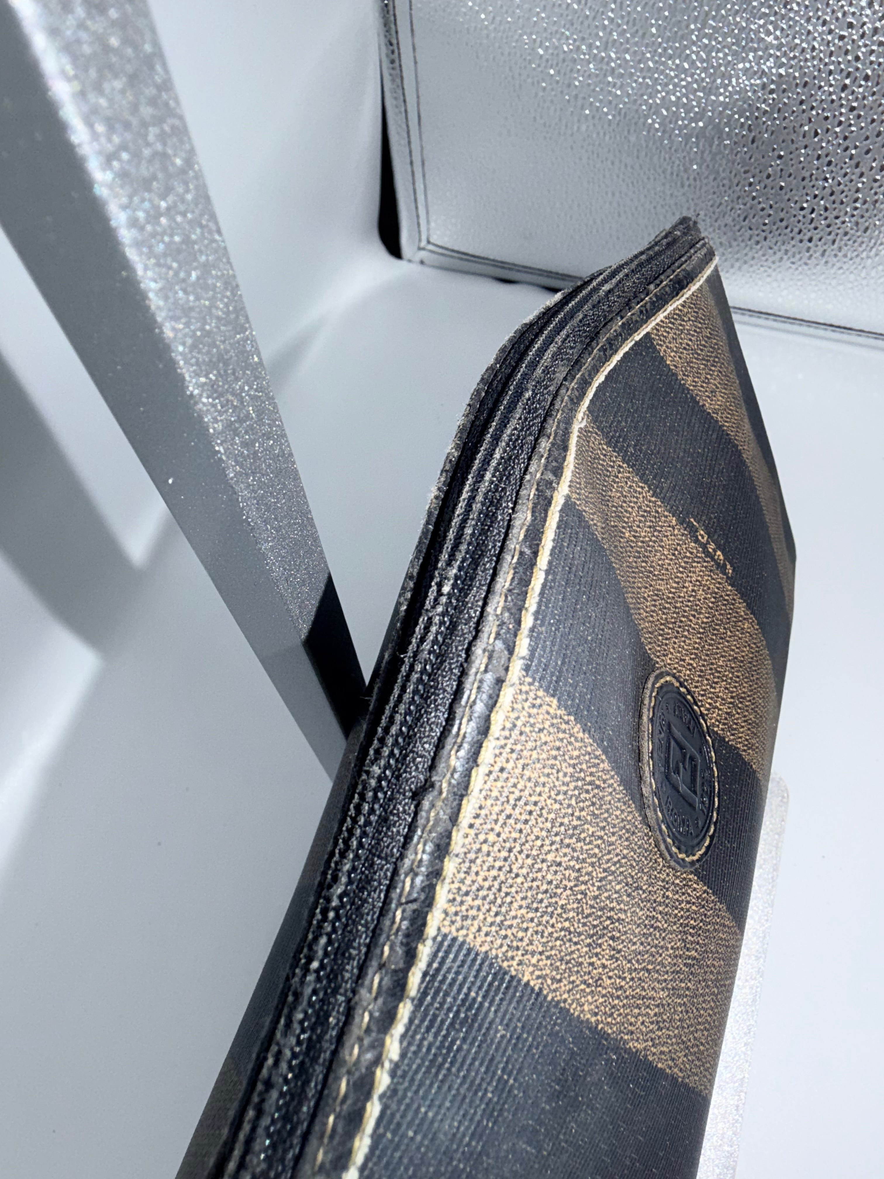Fendi Pequin Stripe Zip Clutch