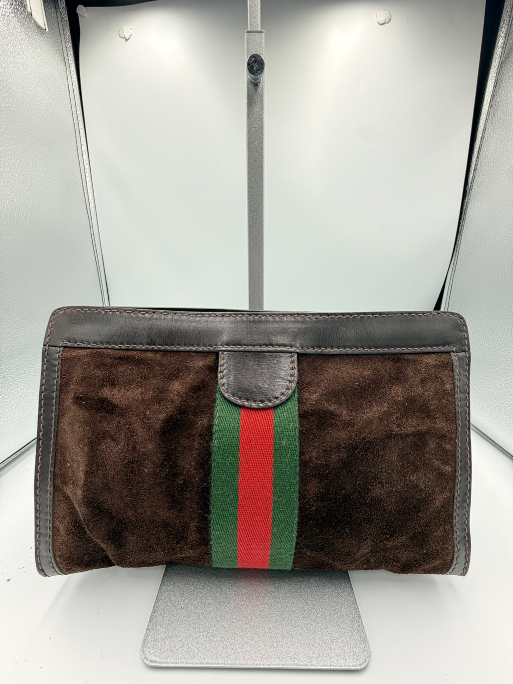 Gucci Suede Web Clutch