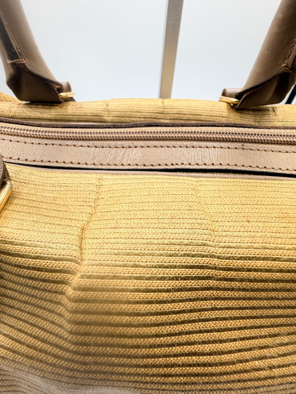Yves Saint Laurent YSL Beige Canvas Boston Bag